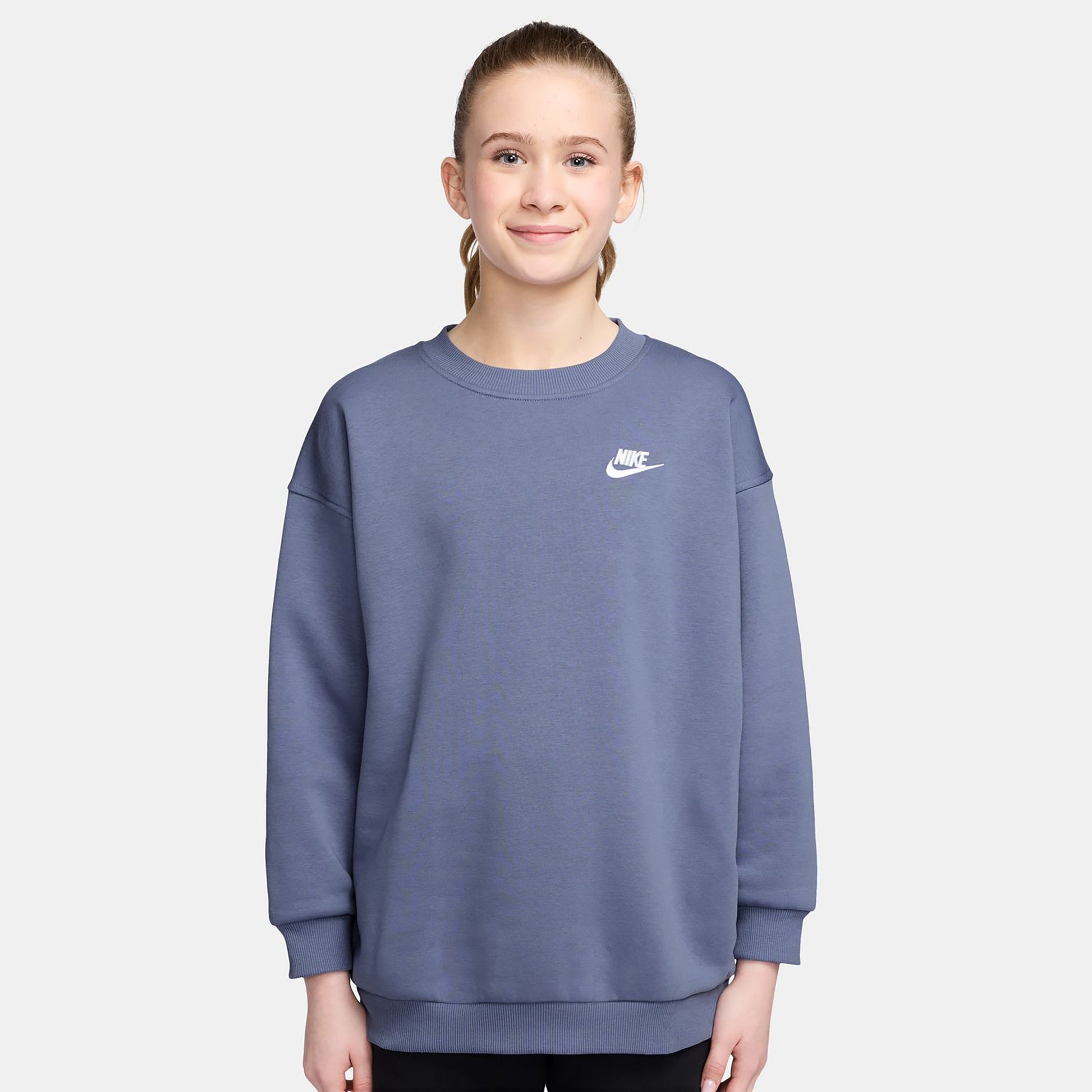 Nike Sportswear Club Fleece Oversized Crew Sweatshirt Meisjes - blaugrau, wit