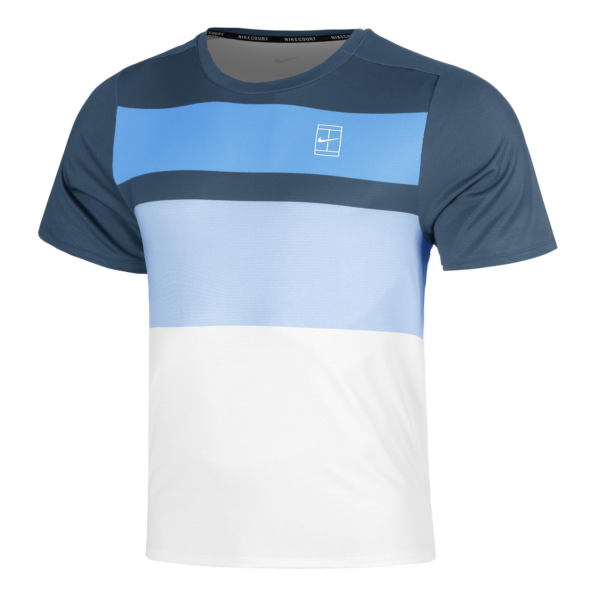 Nike Court Dri-FIT Advantage Print T-shirt Heren - donkerblauw, wit