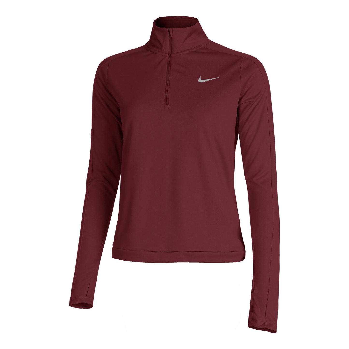 Nike Dri-Fit Pacer 1/4-Zip Longsleeve Dames - donkerrood, zilver