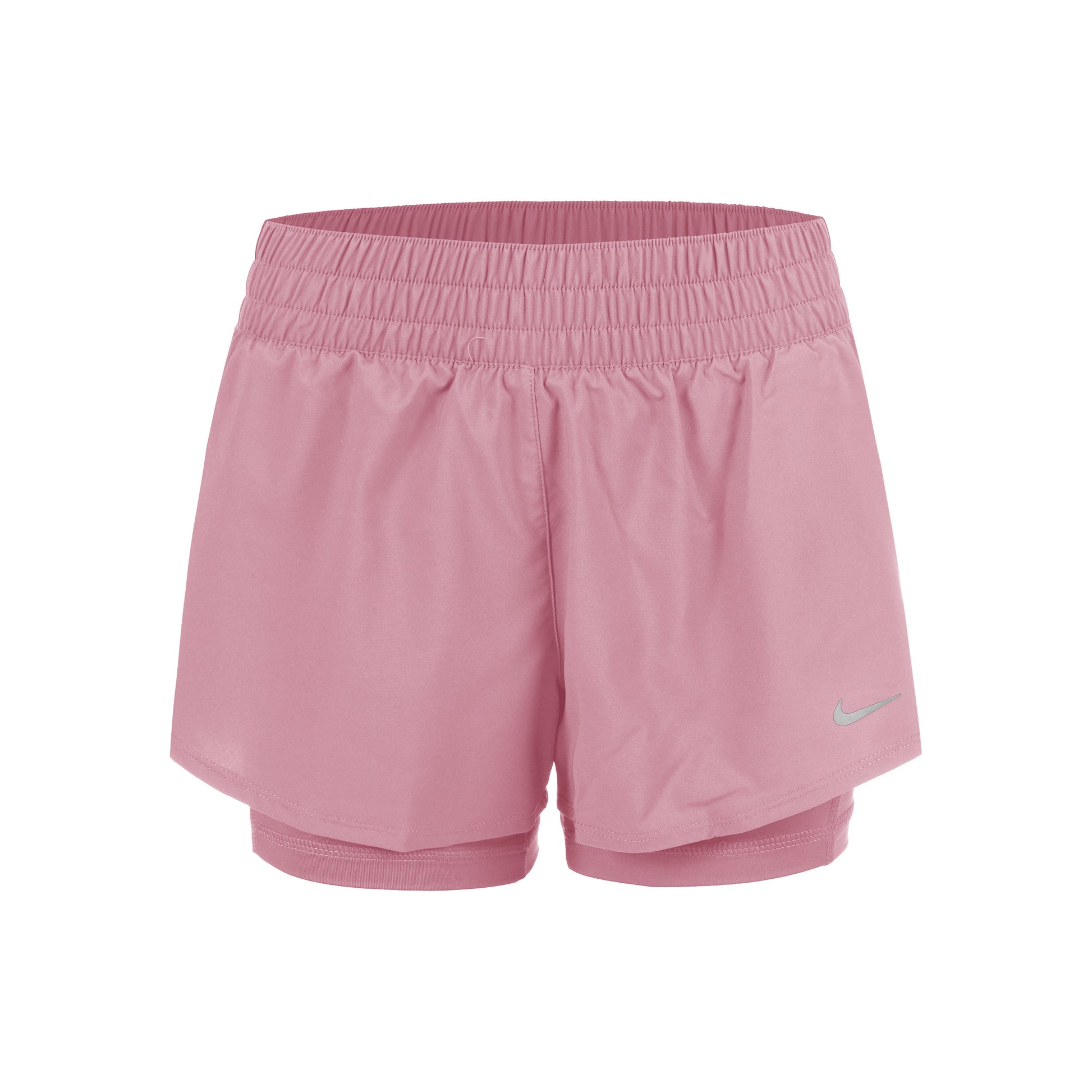 Nike Dri-Fit One Mid Rise 2in1 3in Shorts Dames - oud roze, zilver