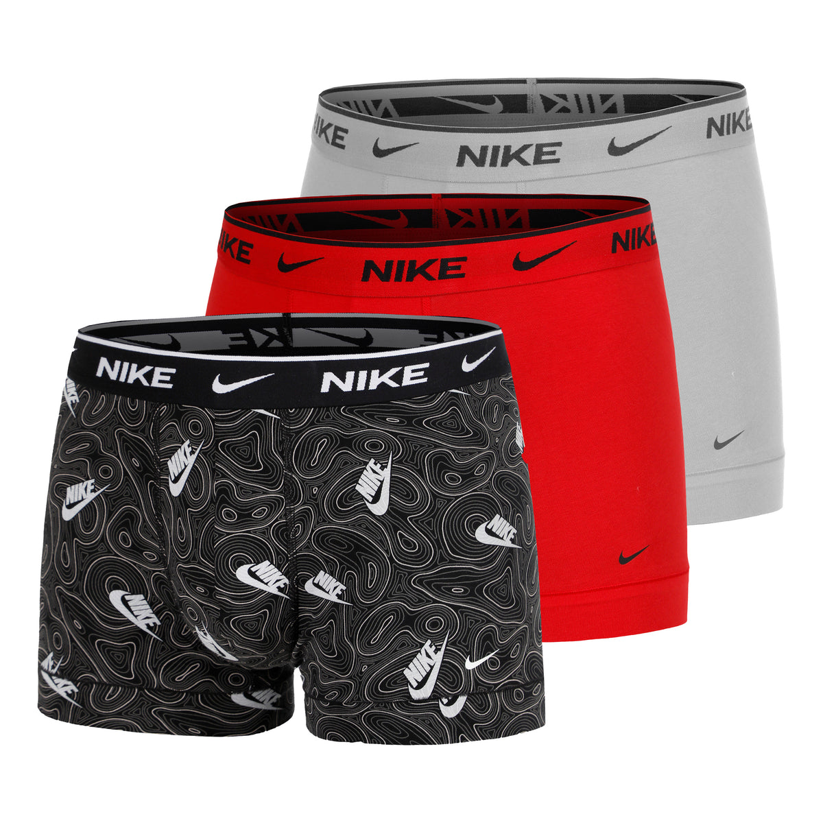 Nike Everyday Cotton Stretch Boxershort Verpakking 3 Stuks Heren-Lichtrood,Lichtgrijs