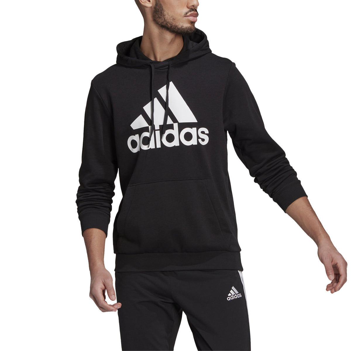 adidas Big Logo French Terry Sweater met capuchon Heren-zwart, wit