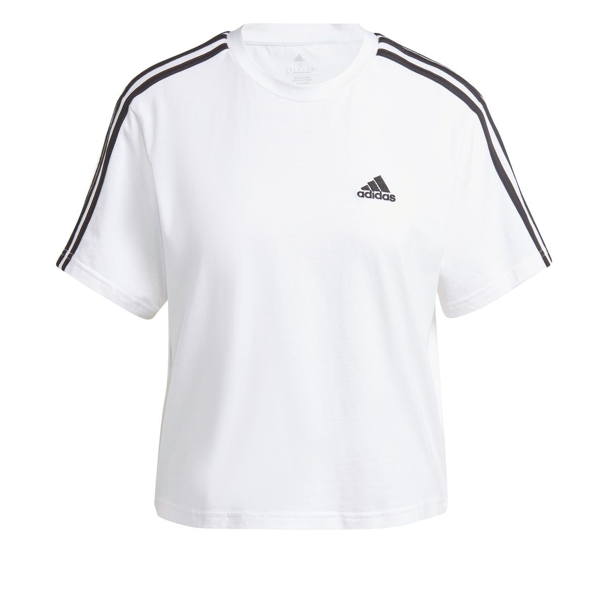 adidas 3Stripes Crop T-shirt Dames - wit, zwart