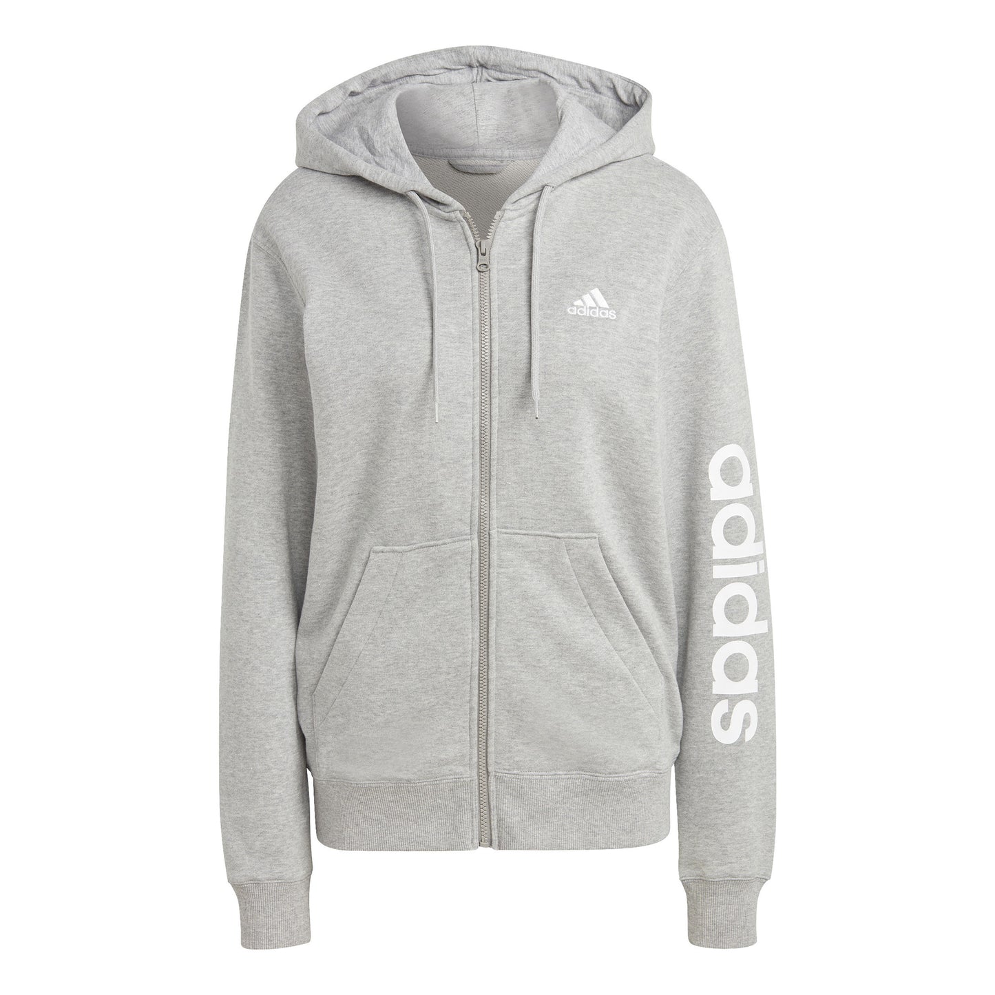 adidas Linear French terry Full Zip Sportjas Dames - lichtgrijs, wit