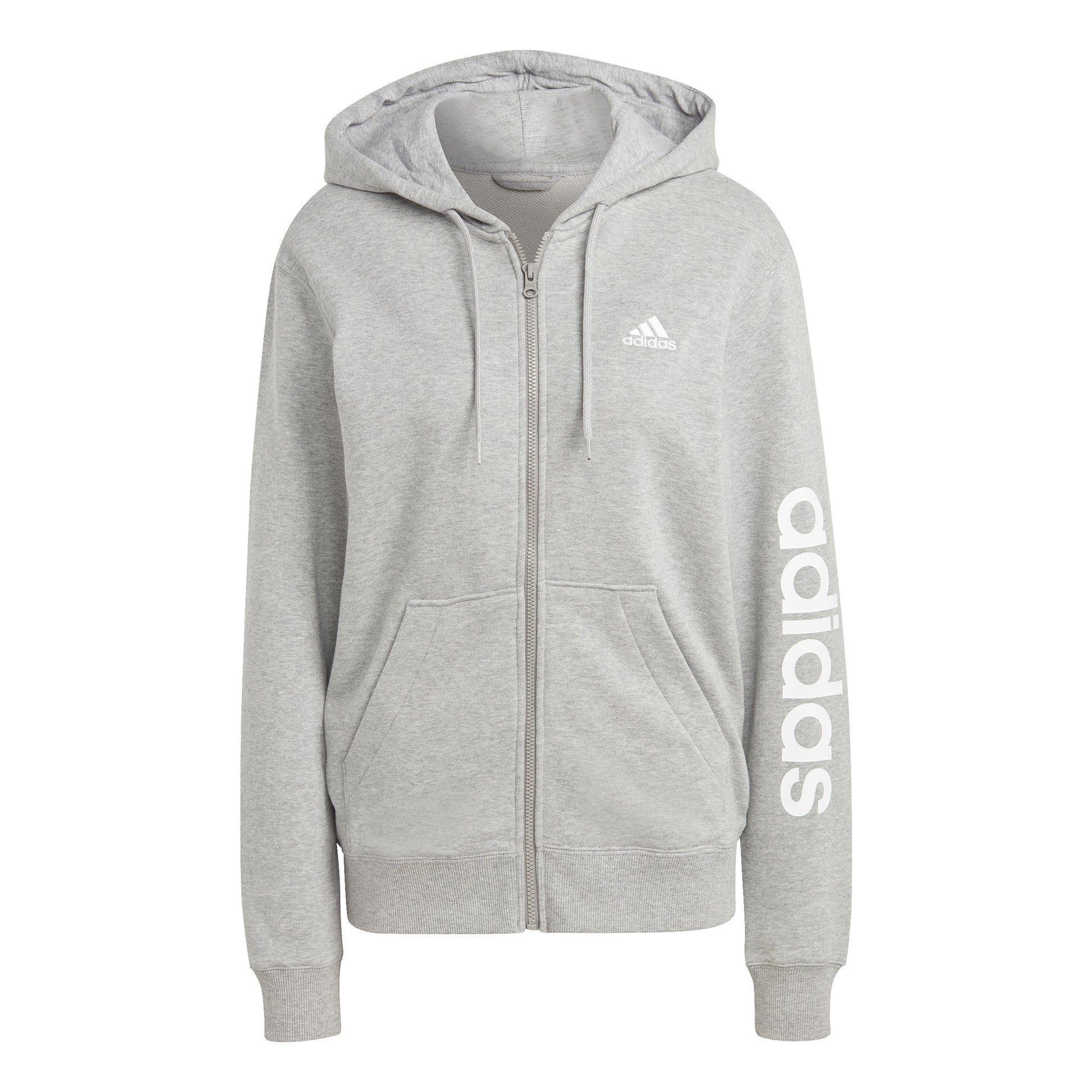 adidas Linear French terry Full Zip Sportjas Dames - lichtgrijs, wit