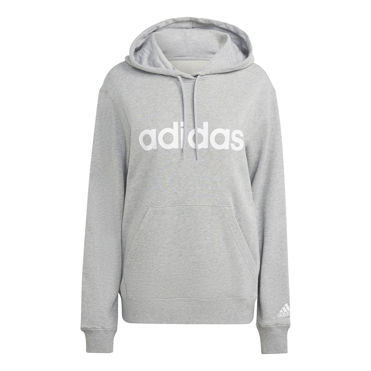 adidas Linear French Terry Sweater met capuchon Dames - lichtgrijs, wit
