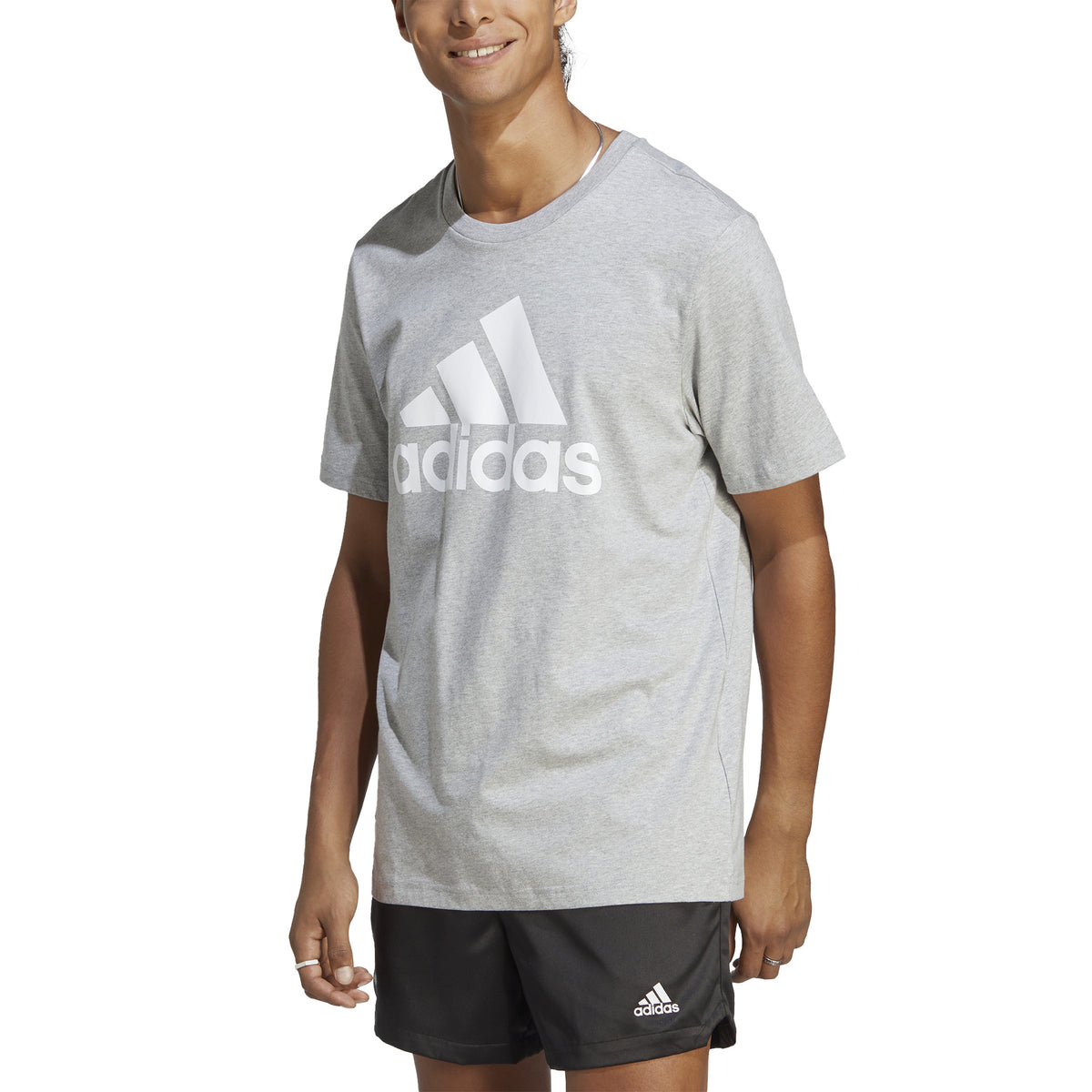adidas Big Logo Single Jersey T-shirt Heren - lichtgrijs, wit