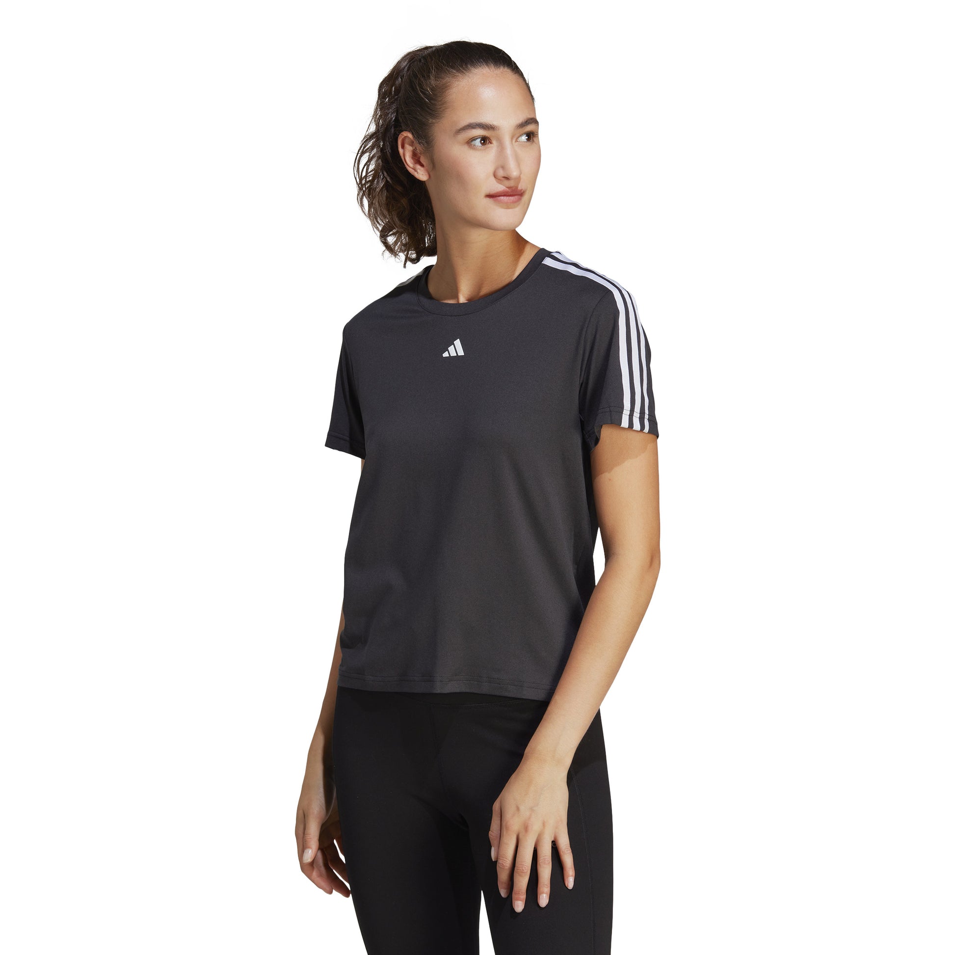 adidas Training Essential 3Stripes T-shirt Dames-Zwart,Wit