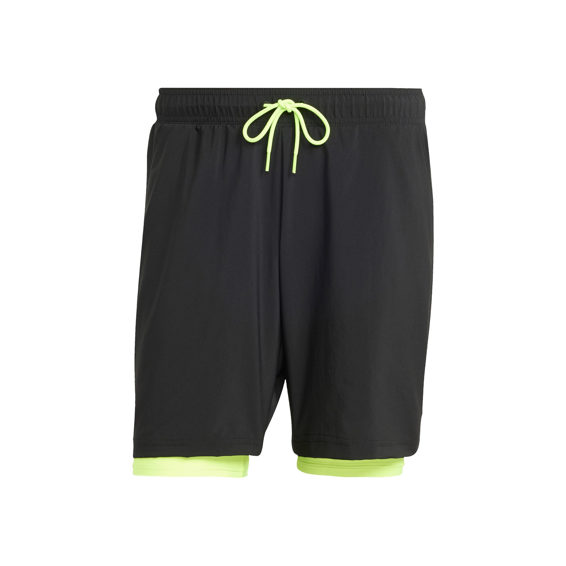 adidas 7in Club 2In1 Shorts Heren-Zwart,Neongroen