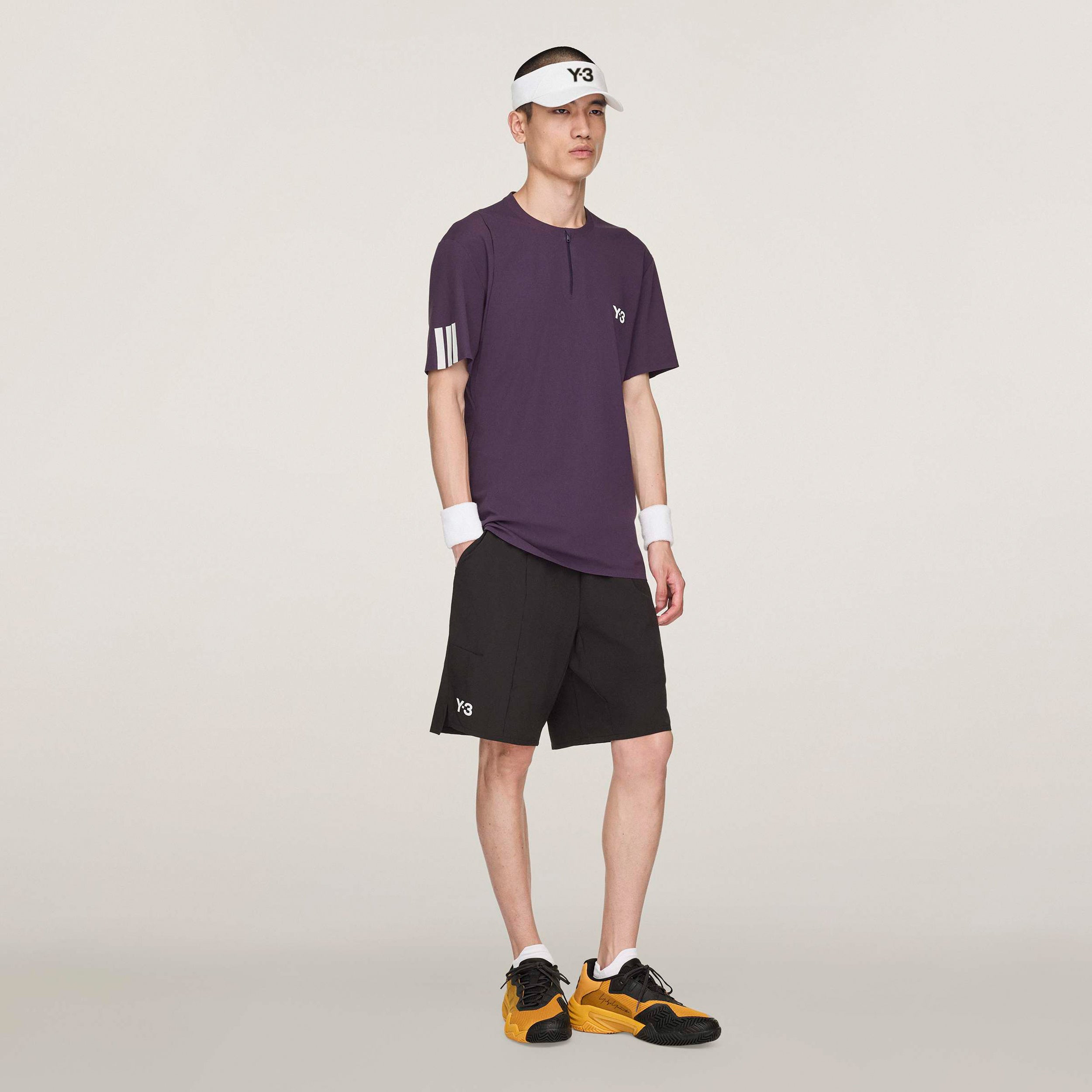 【T008】 Y-3 Zip Polo Heren-Paars | Tennis-Point