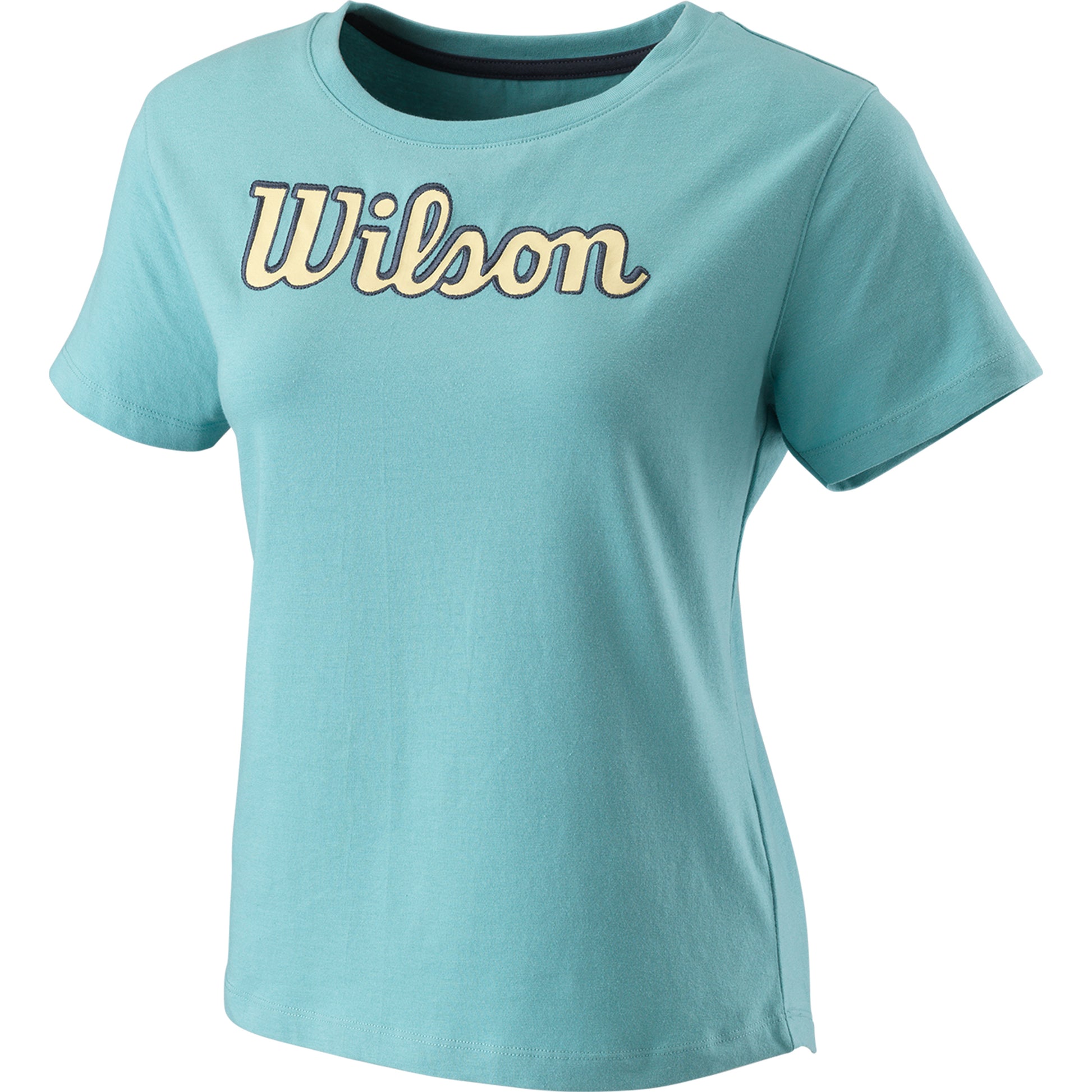 Wilson Sript Eco T-shirt Dames-Blauw,Geel