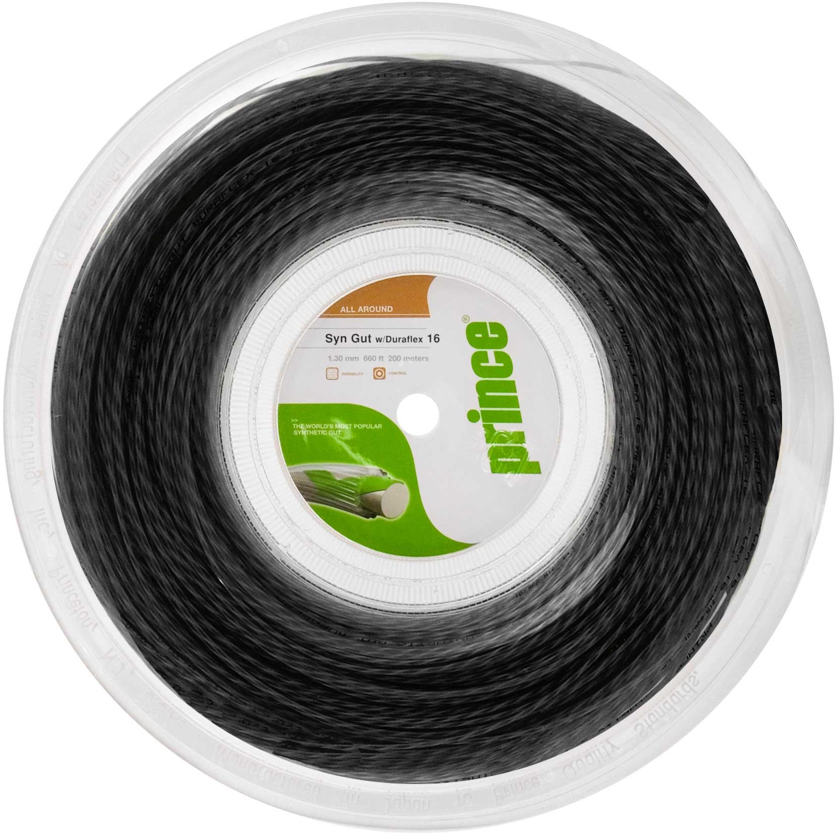 Prince Synthetic Gut Duraflex  Rol snaren 200m - zwart