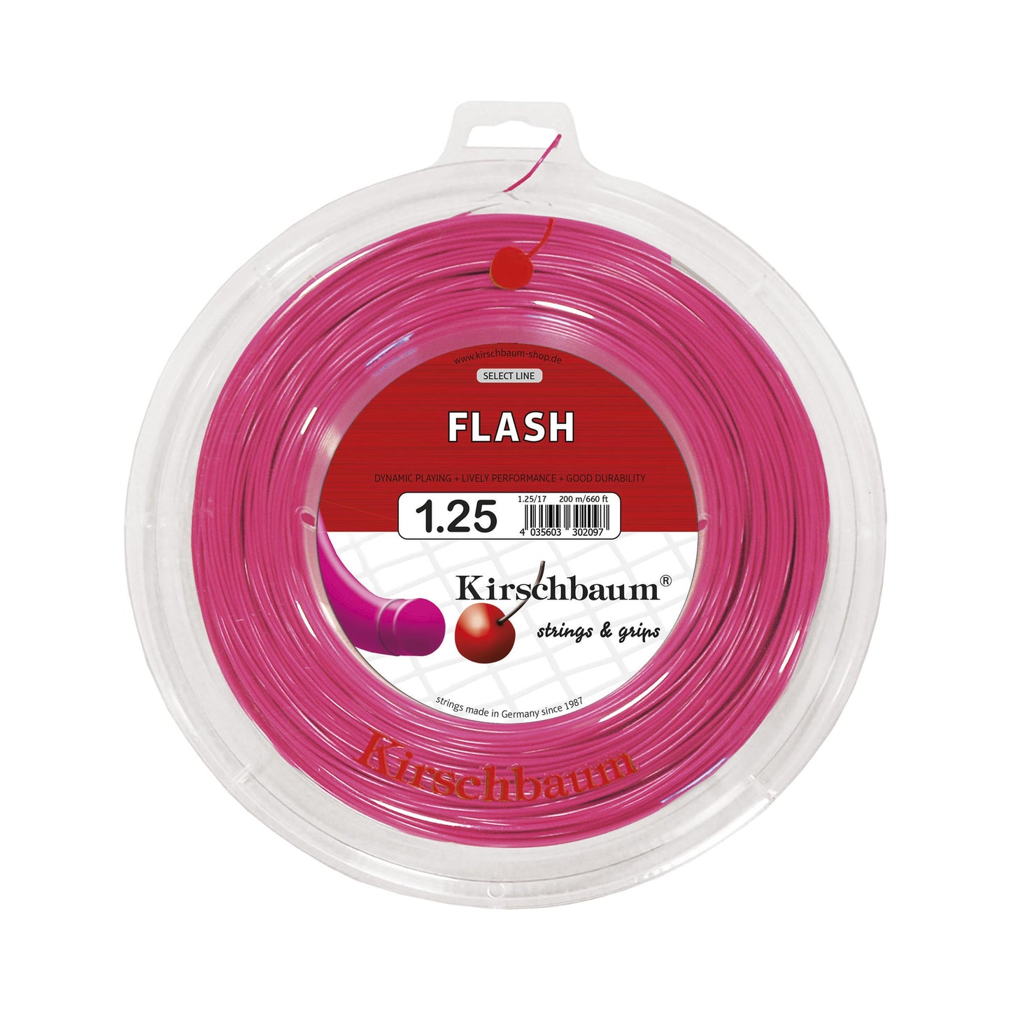 Kirschbaum Flash Rol Snaren 200m-Pink