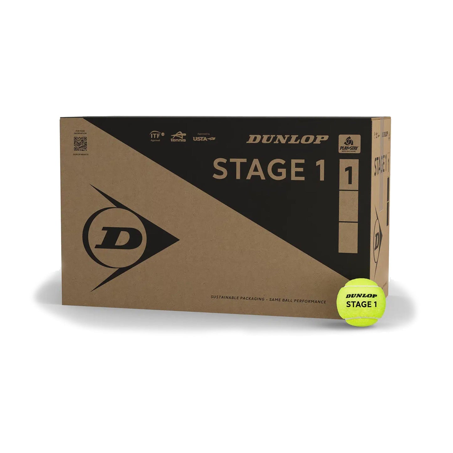 Dunlop Stage 1 Green Play + Stay-bal 18x verpakking 4 stuks -geel
