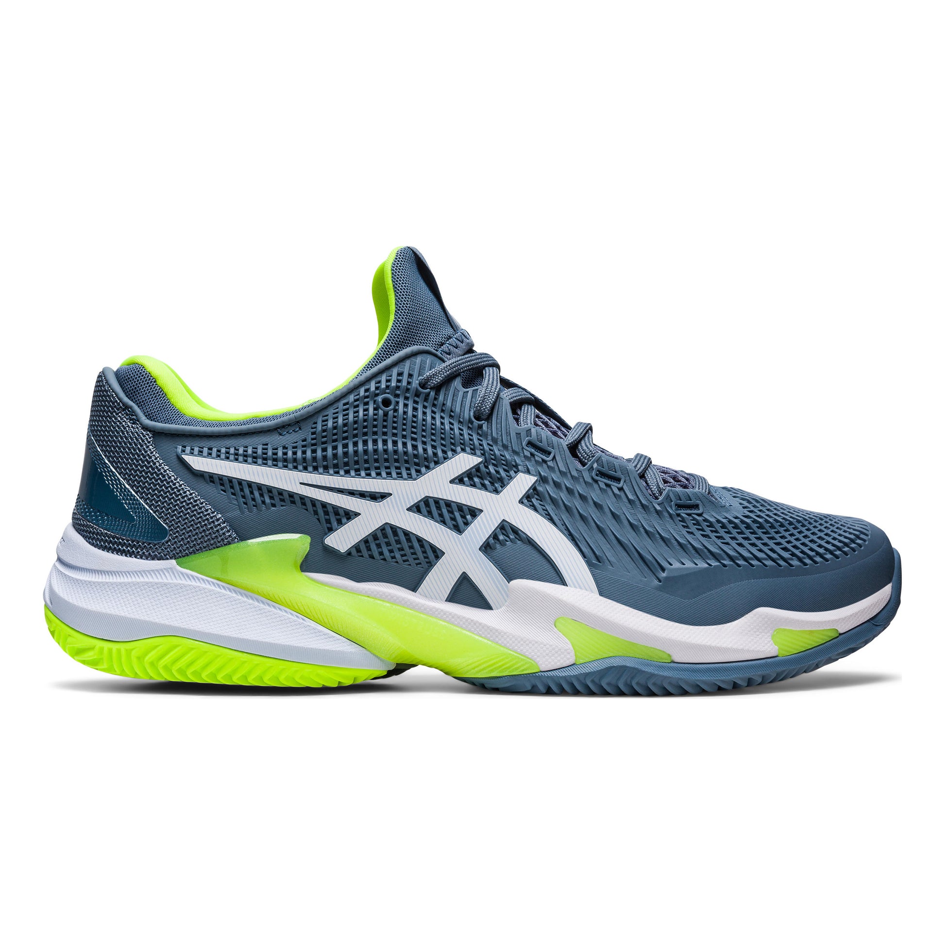ASICS Court FF 3 Gravelschoen Heren - blauw, neongroen