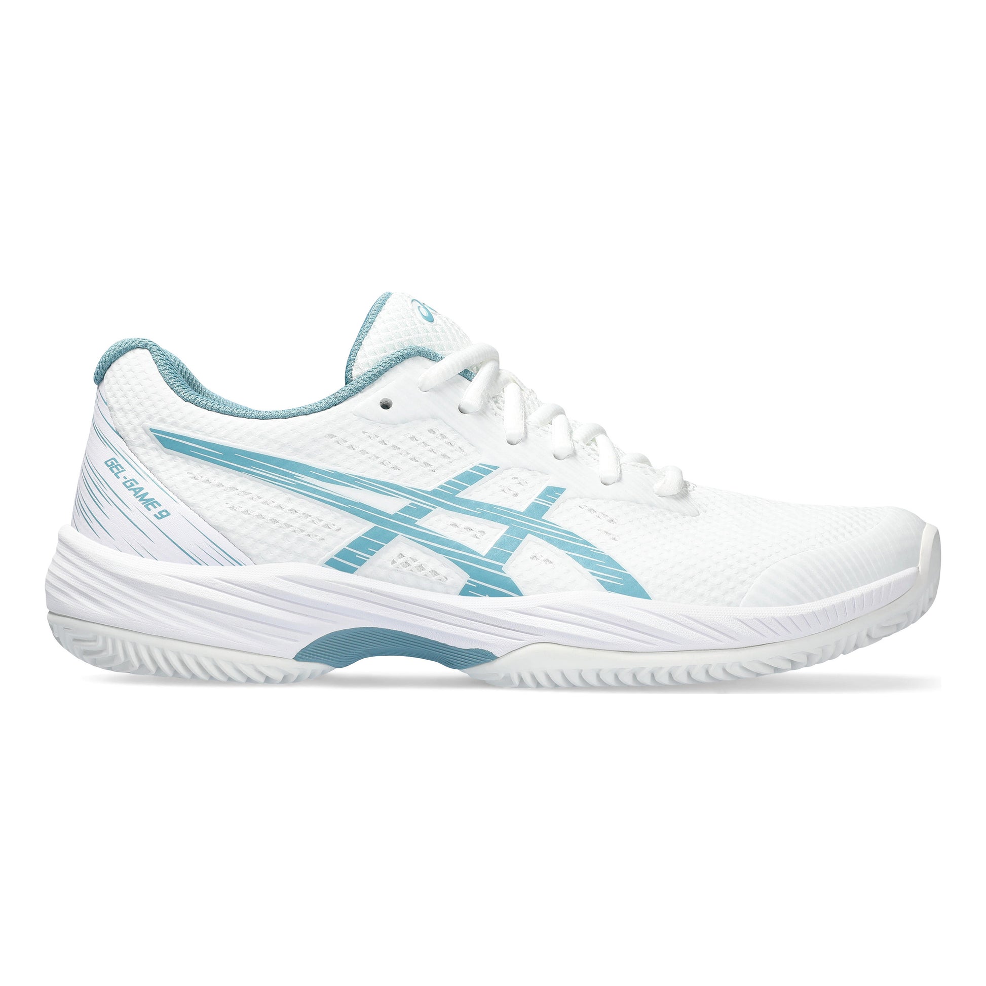 ASICS Gel-Game 9 Gravelschoen Dames - wit, petrolblauw