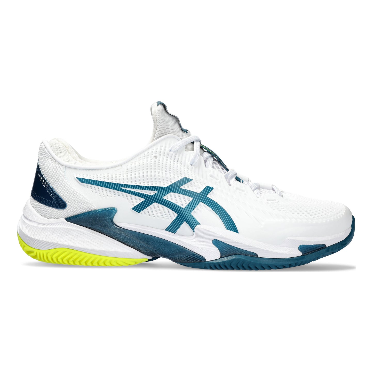 ASICS Court FF 3 Gravelschoen Heren - wit, petrolblauw