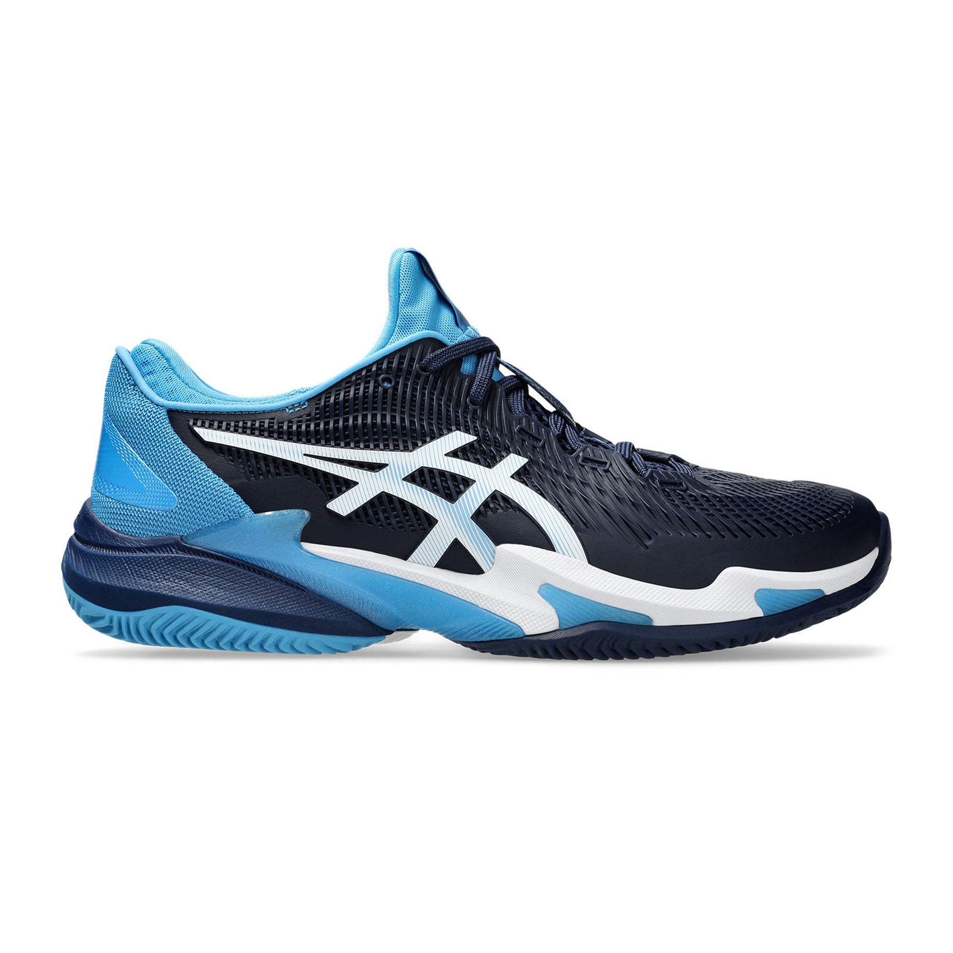 ASICS Court FF 3 Novak Gravelschoen Heren - donkerblauw, lichtblauw