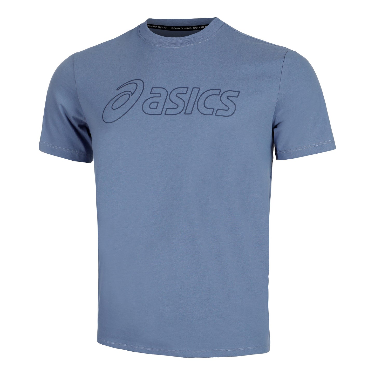 ASICS Logo T-shirt Heren - blaugrau,