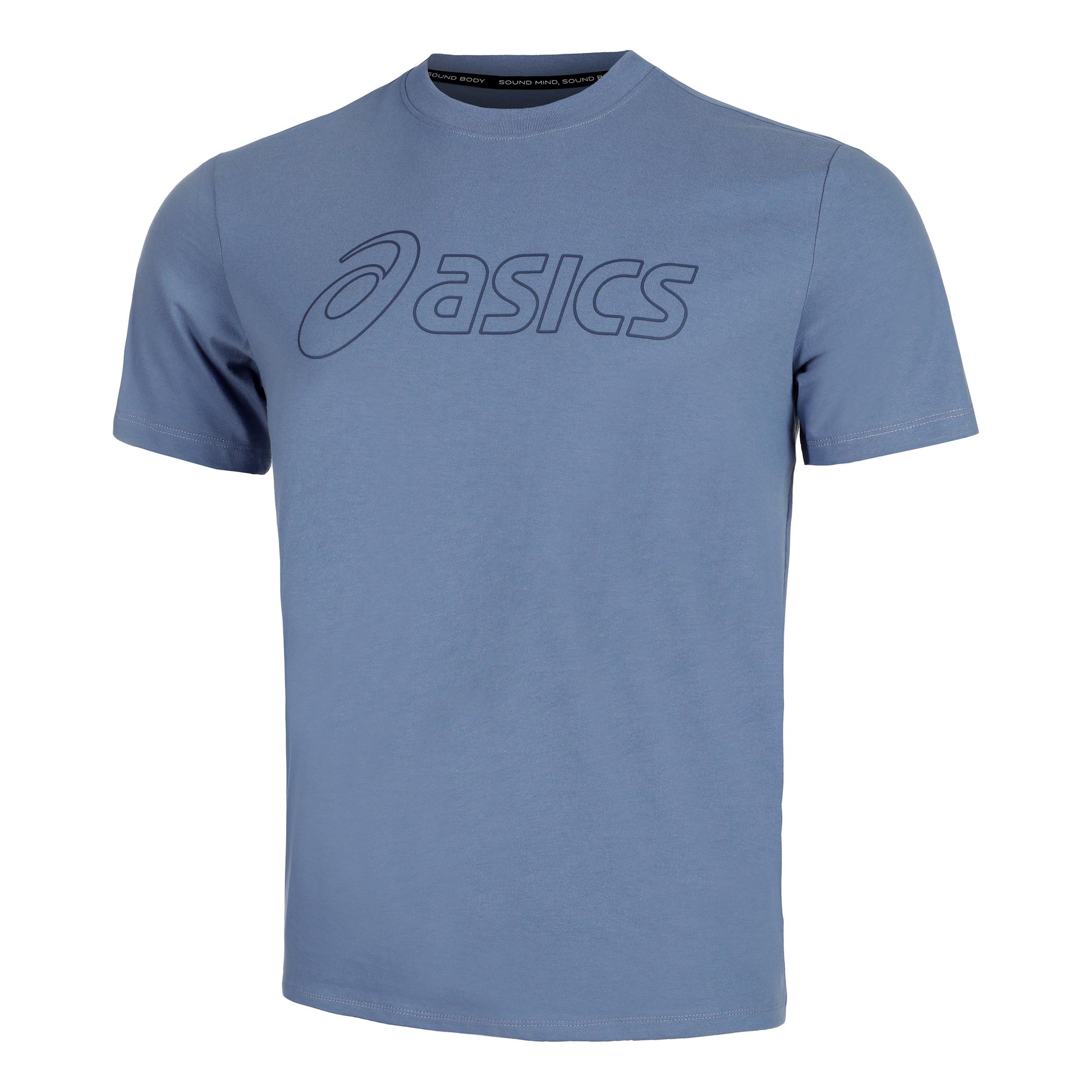 ASICS Logo T-shirt Heren - blaugrau,