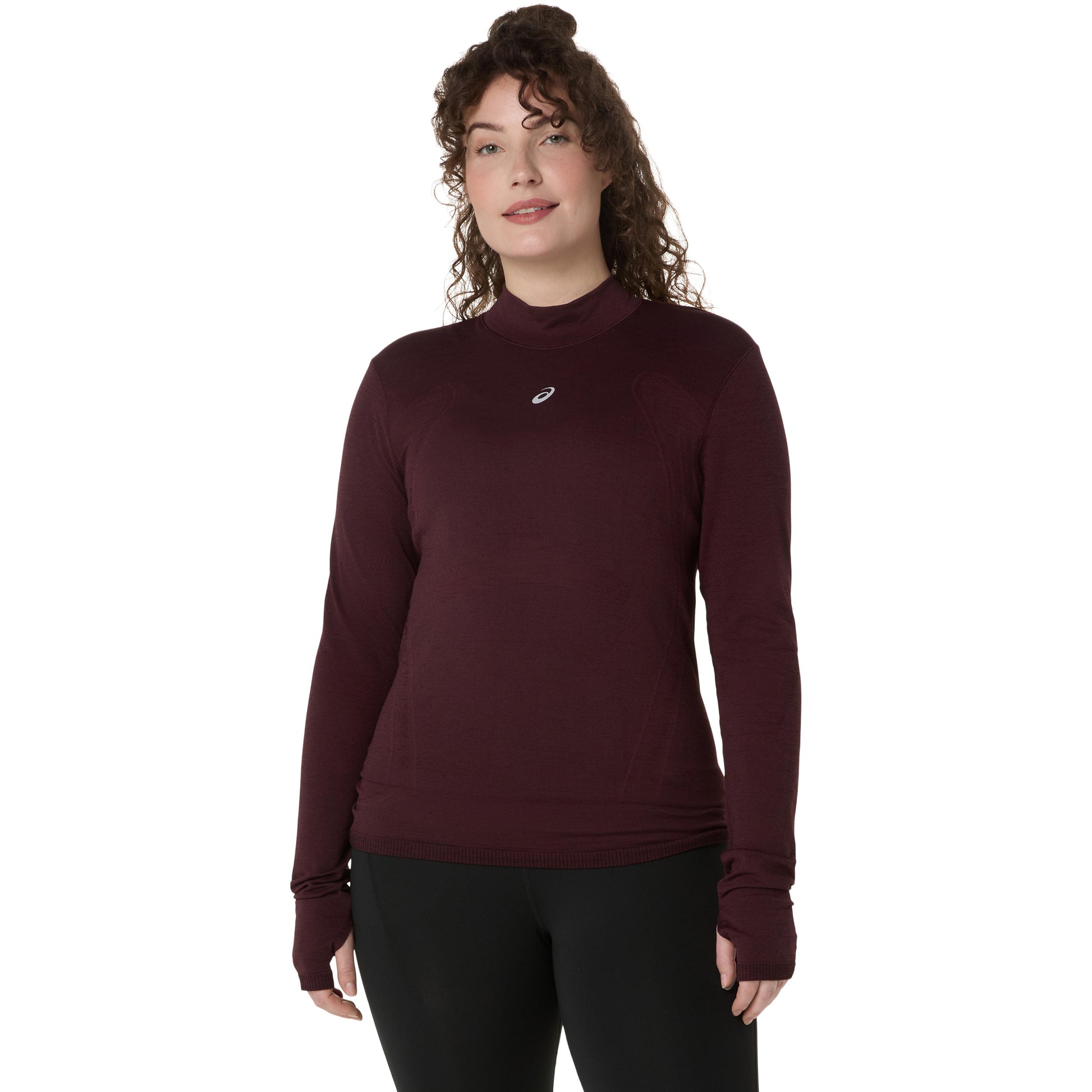 ASICS Road Winter Seamless  Hardloopshirt Dames - donkerrood