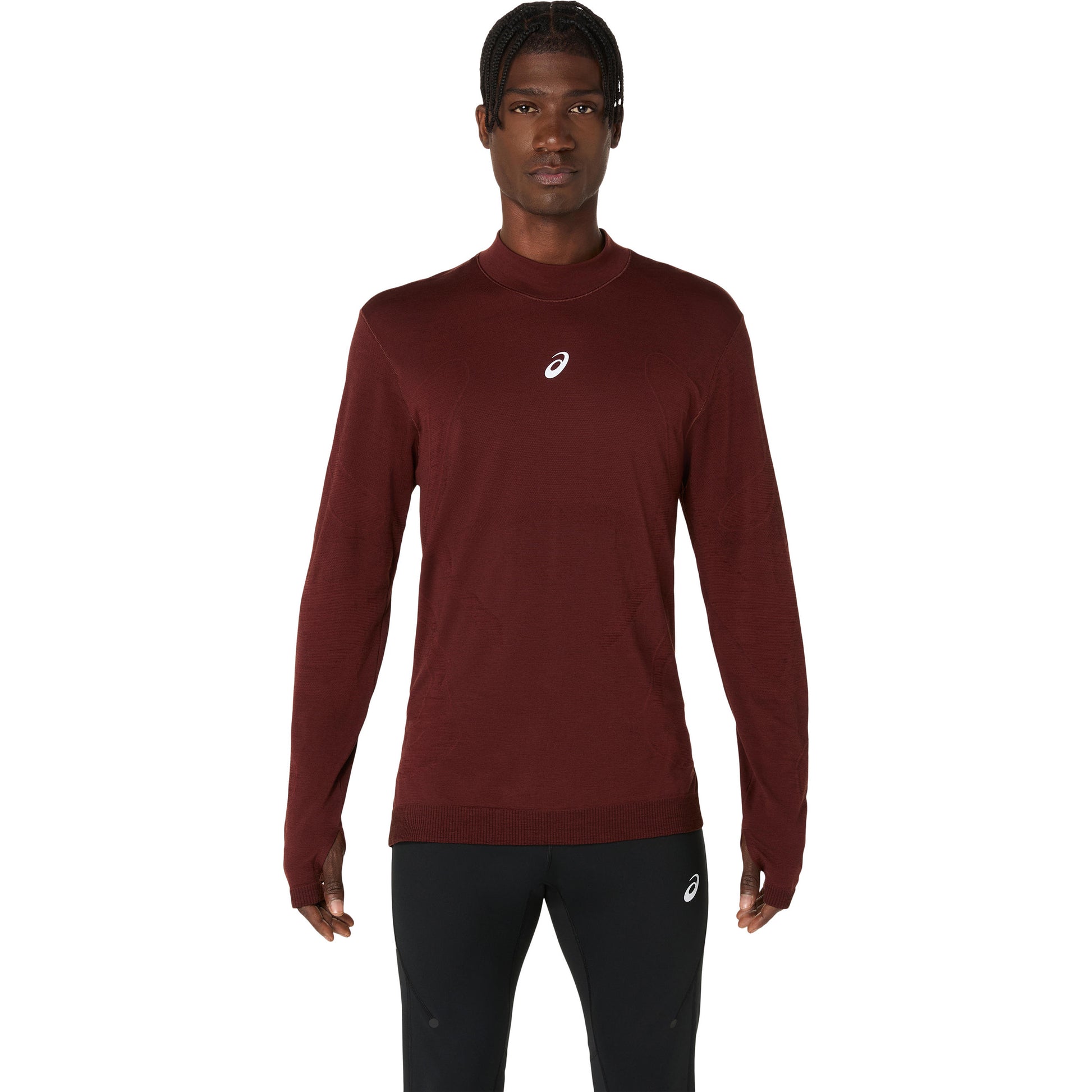 ASICS Road Winter Seamless  Hardloopshirt Heren - wijnrood