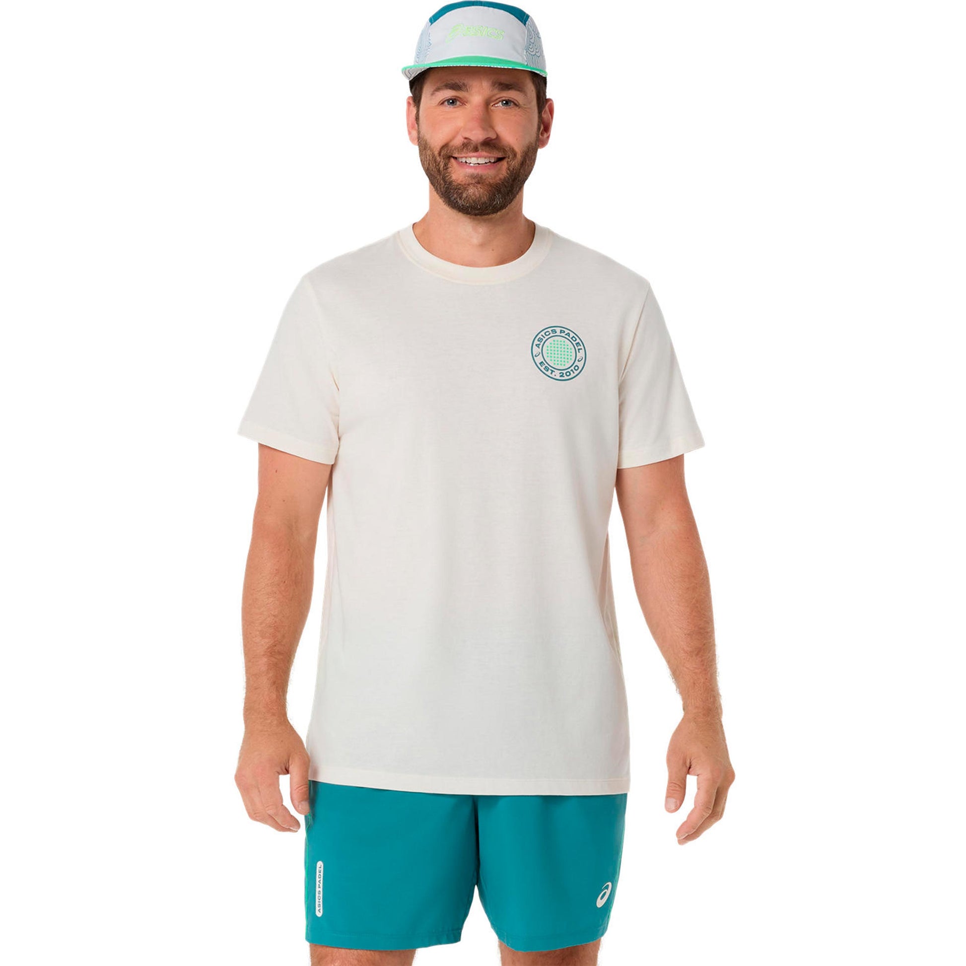 ASICS Court Graphic T-shirt Heren - crème, groen