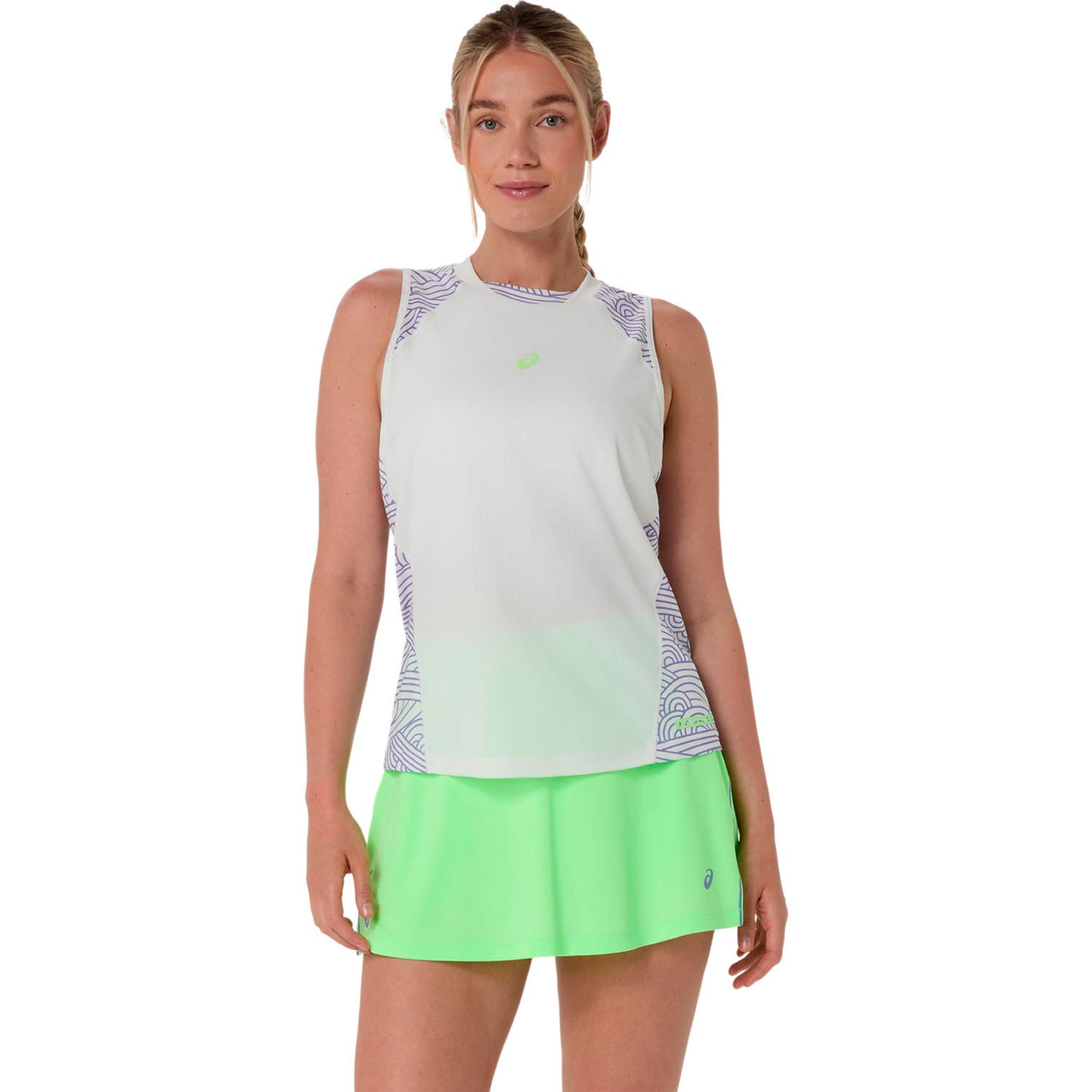 ASICS Court All Over Print Tanktop Dames - crème, blauw-grijs