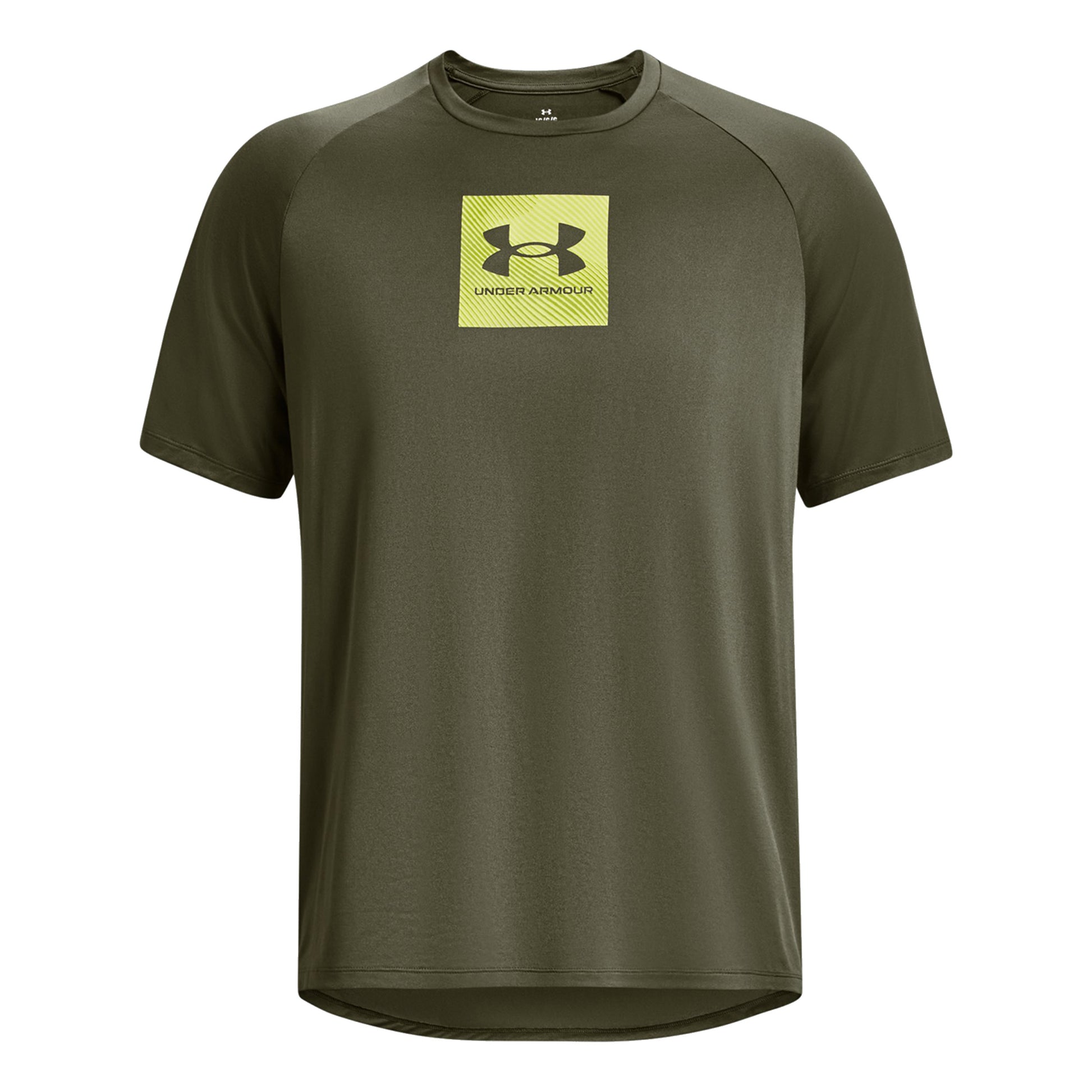 Under Armour Tech printed fill T-shirt Heren - donkergroen, geel