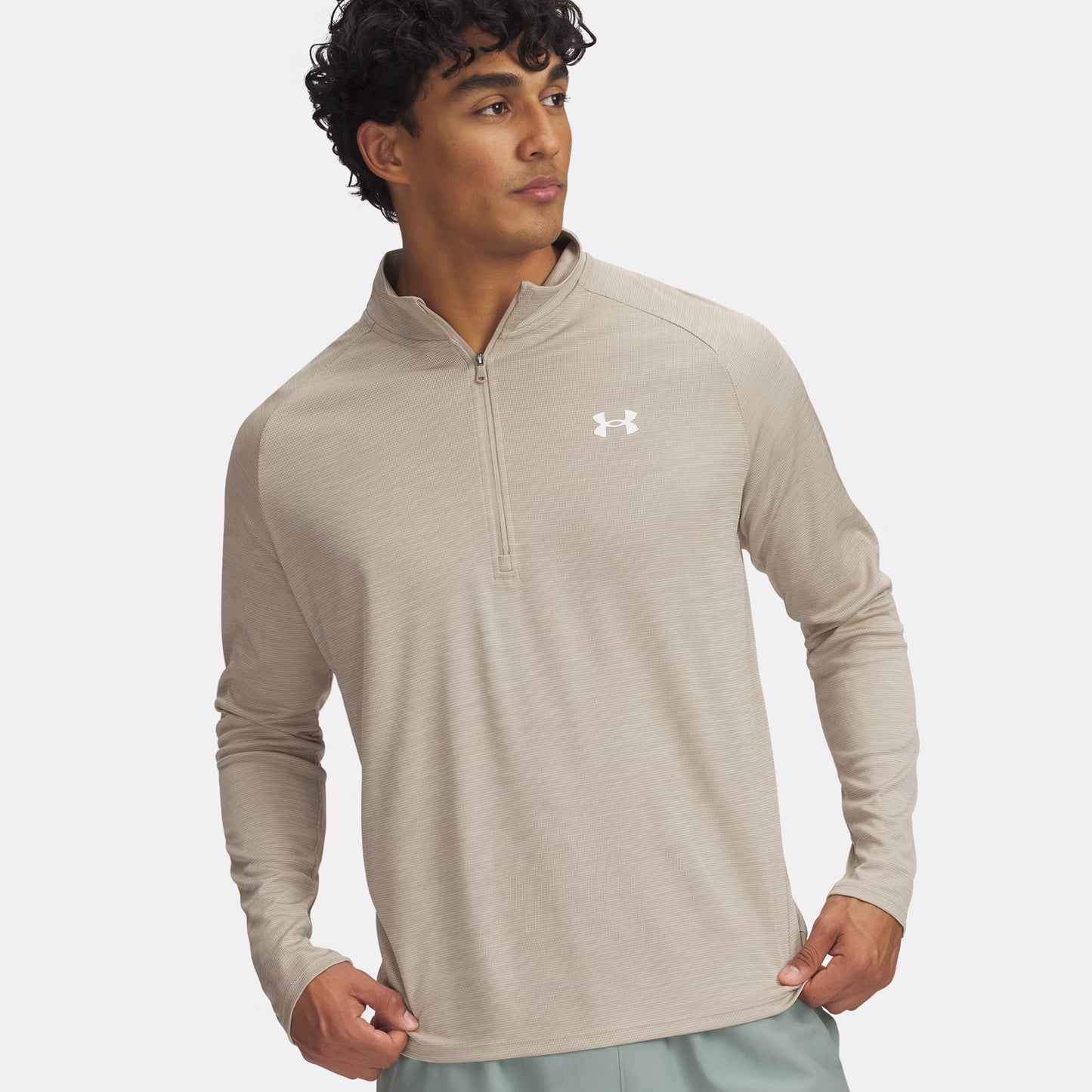 Under Armour Tech Textured Half-Zip Longsleeve Heren - bruin,