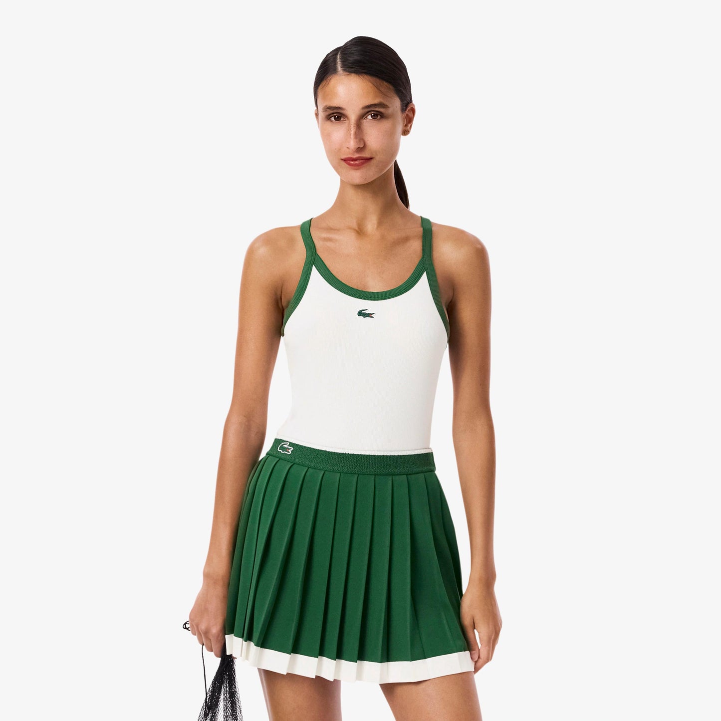 Lacoste Tanktop Dames-Wit,Donkergroen