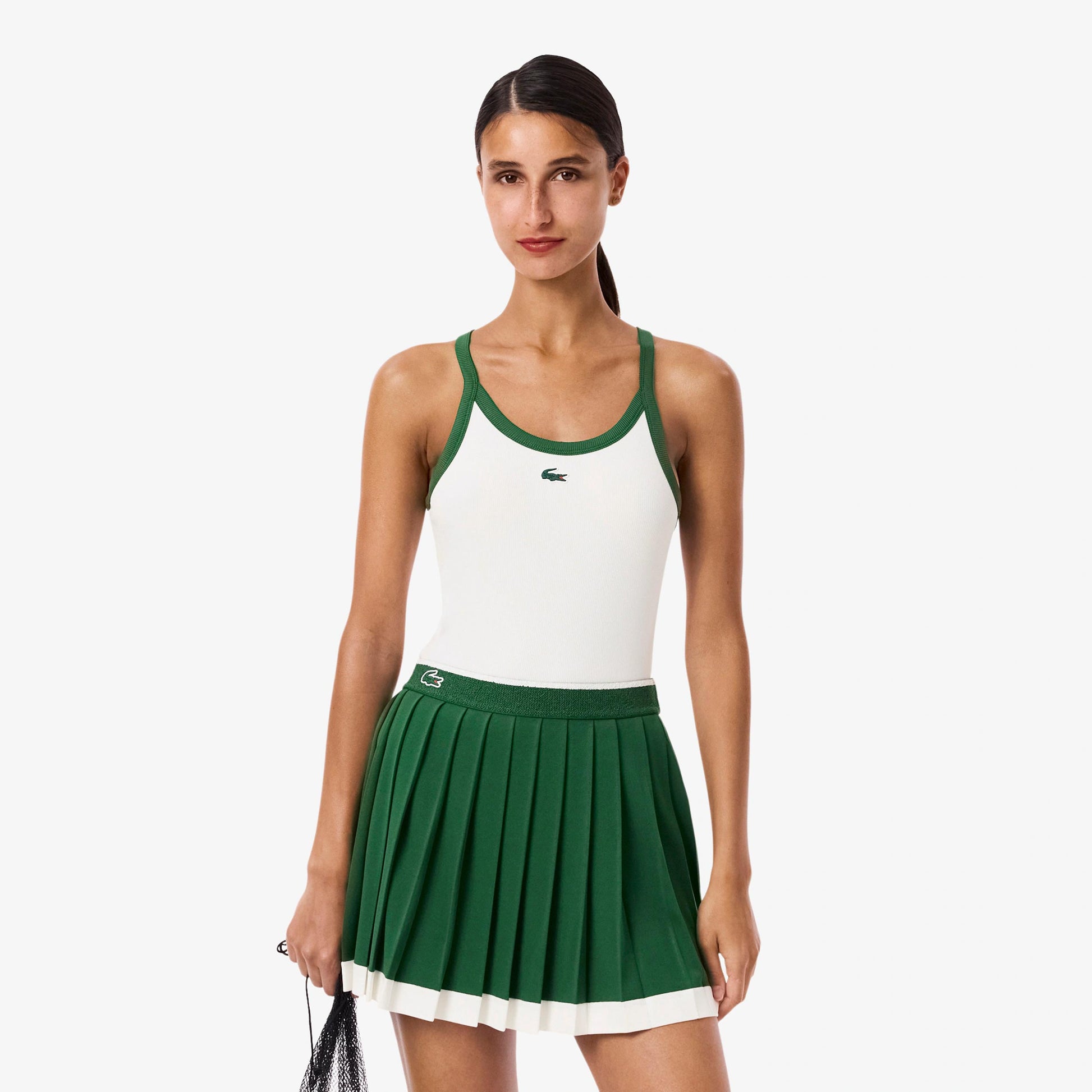 Lacoste Tanktop Dames-Wit,Donkergroen