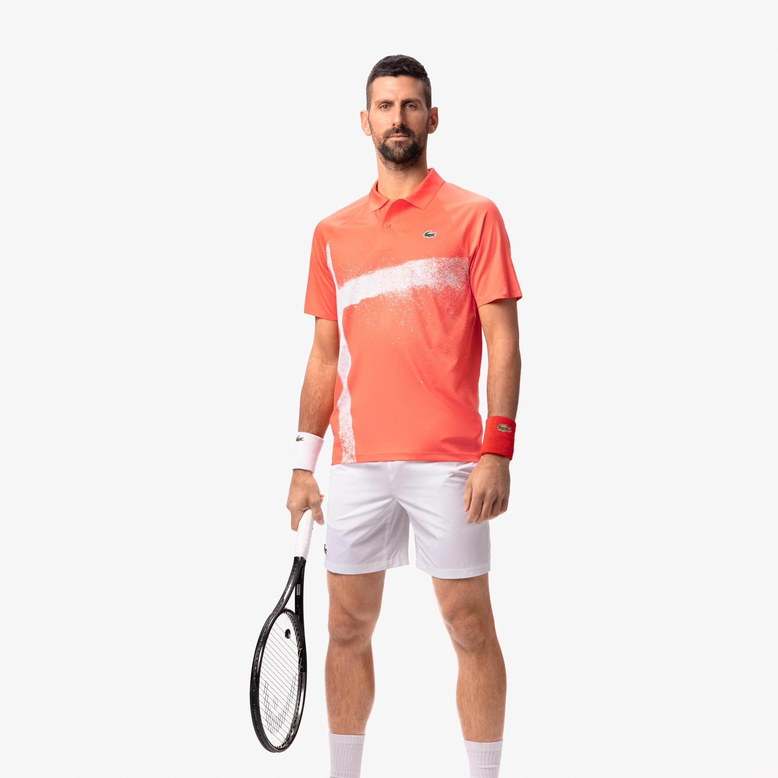 Djokovic Polo Heren-Koraal,Wit | Tennis-Point