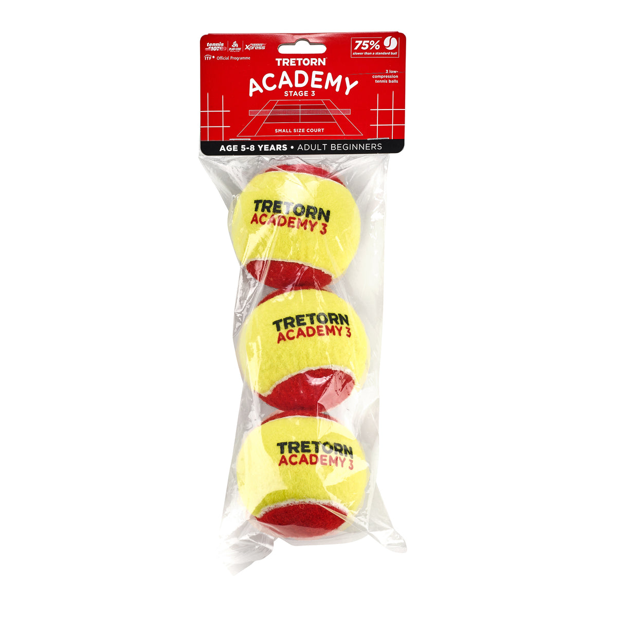 Tretorn Academy Red Felt (Stage 3) Zak met 3 stuks