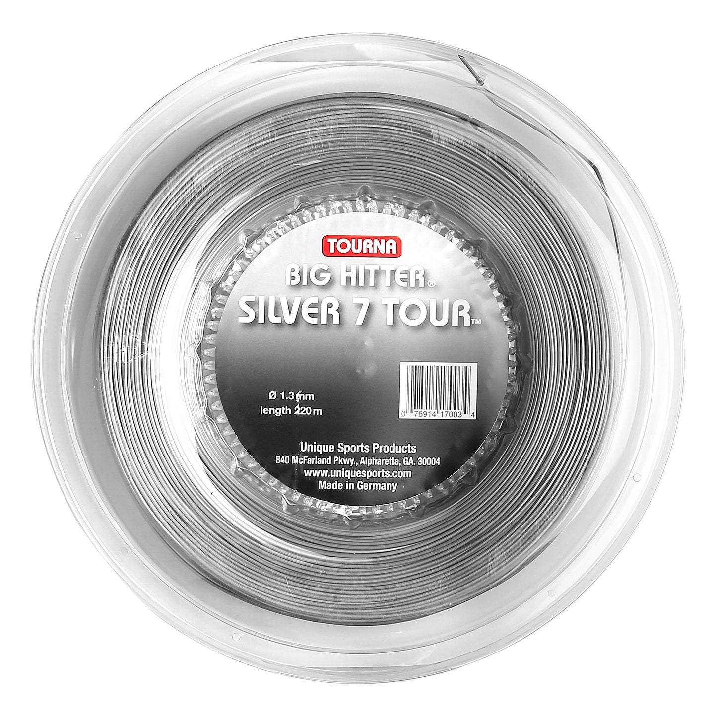 Tourna Silver7 Tour Rol Snaren 220m-Zilver