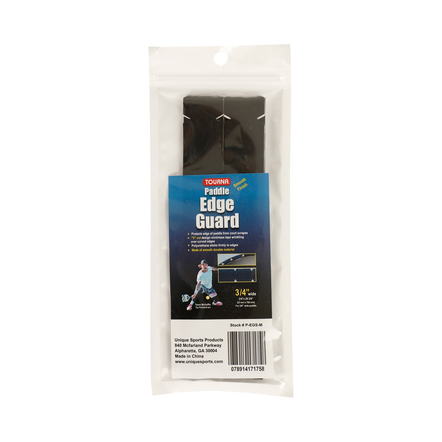 Tourna Padel Edge Guard 16mm Pickleball Frame Beschermingstape-Zwart