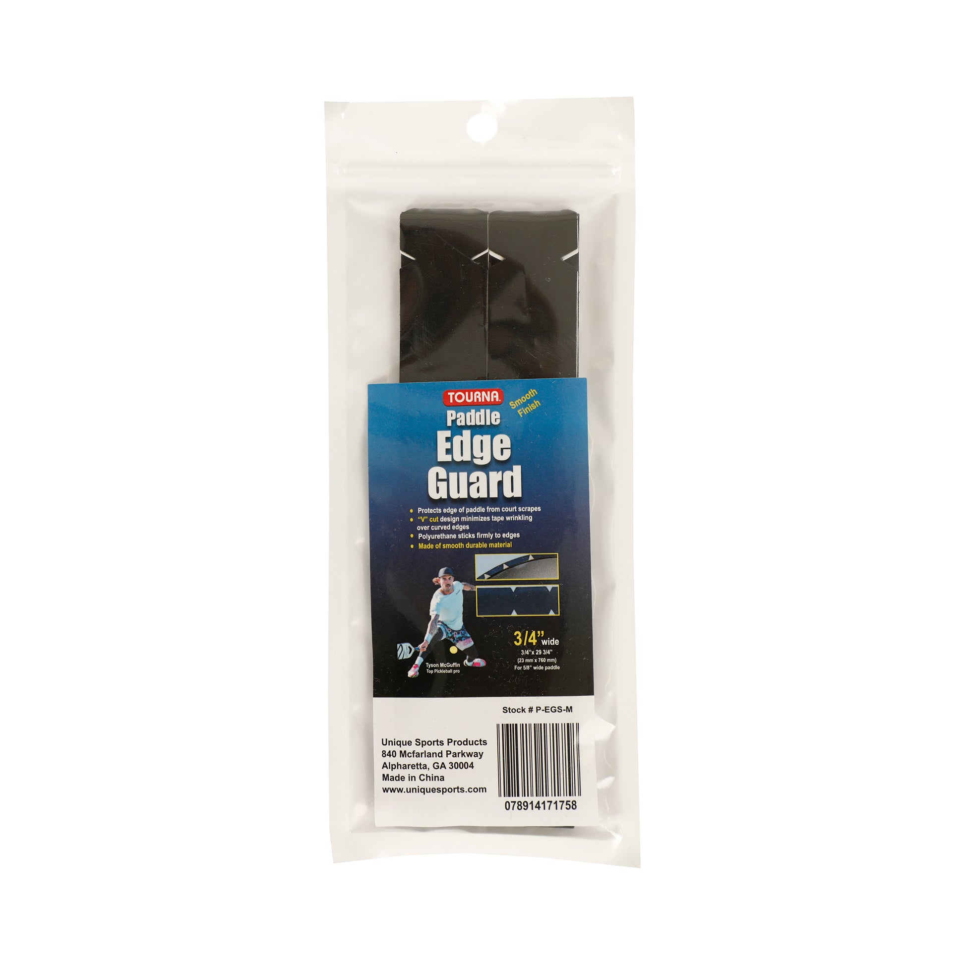 Tourna Padel Edge Guard 16mm Pickleball Frame Beschermingstape-Zwart