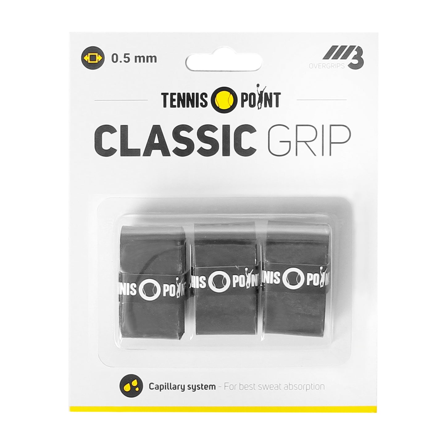 Tennis-Point Classic Grip Verpakking 3 stuks - zwart