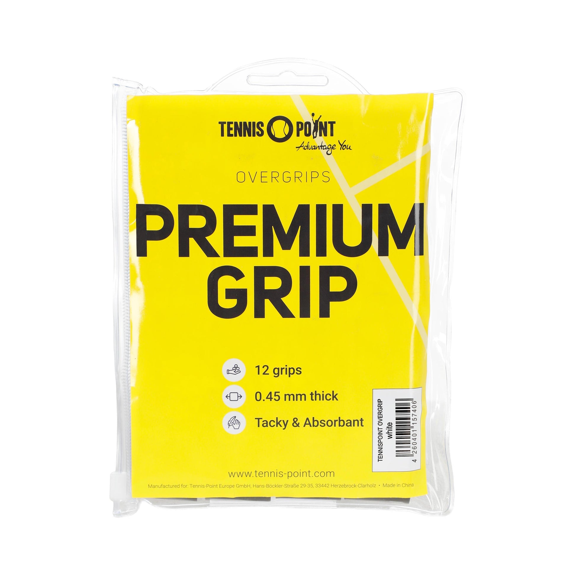 Tennis-Point Premium Grip Verpakking 12 Stuks-Wit