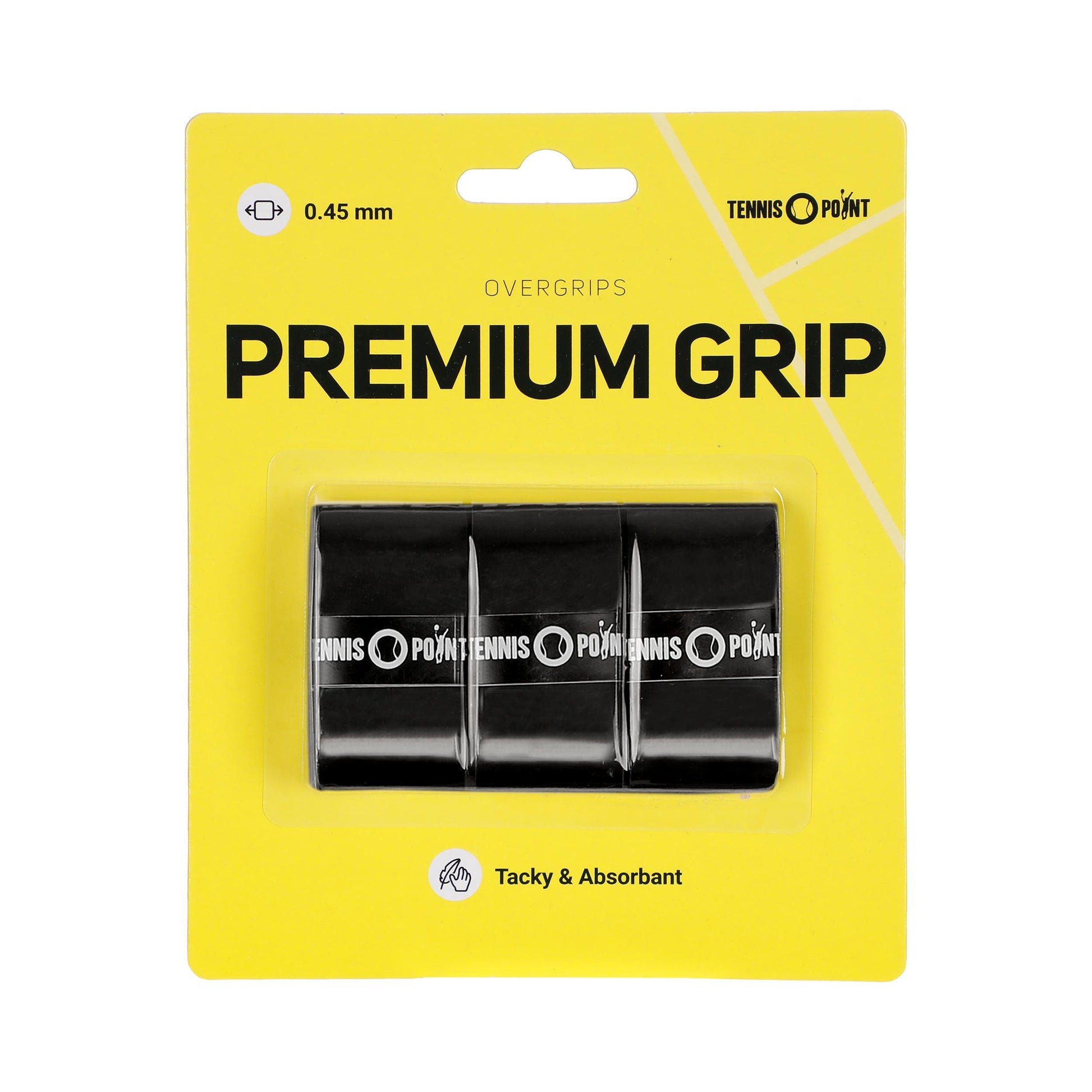 Tennis-Point Premium Grip Verpakking 3 Stuks-Zwart