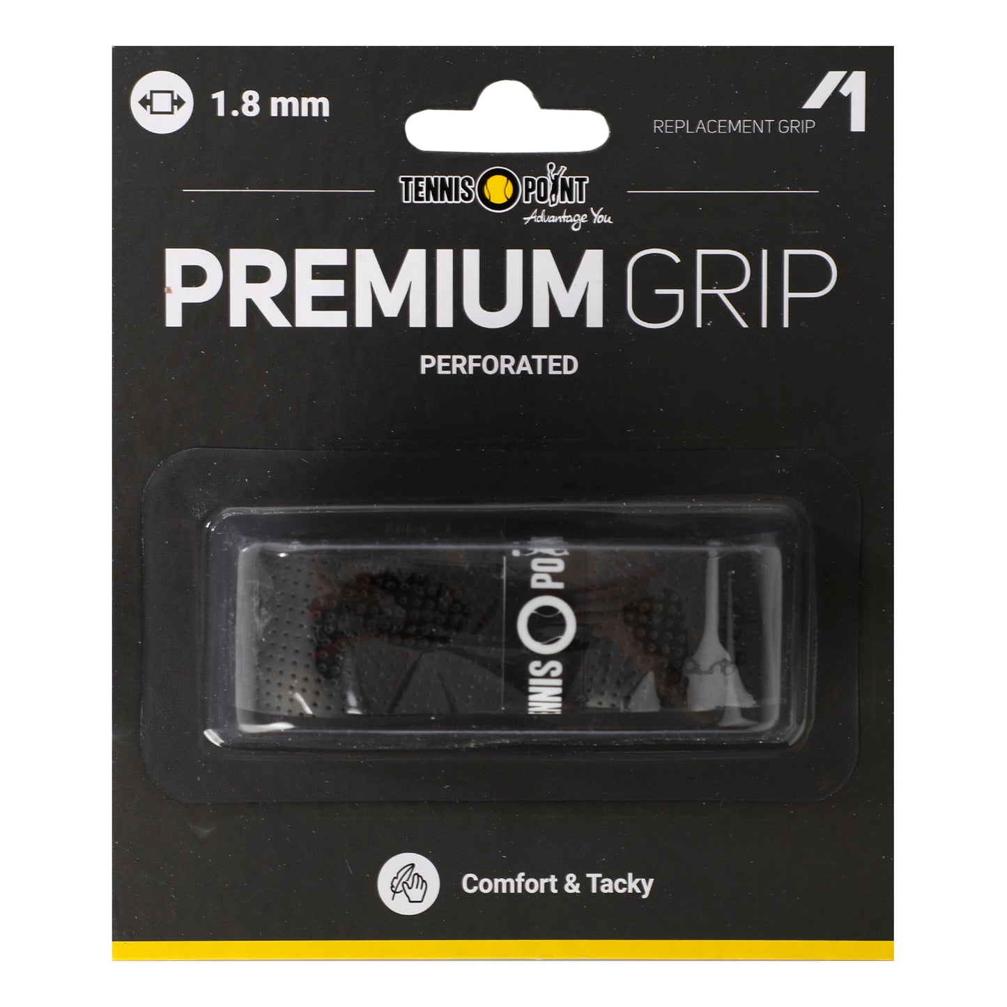 Tennis-Point Premium Grip Perforated Verpakking 1 Stuk-Zwart