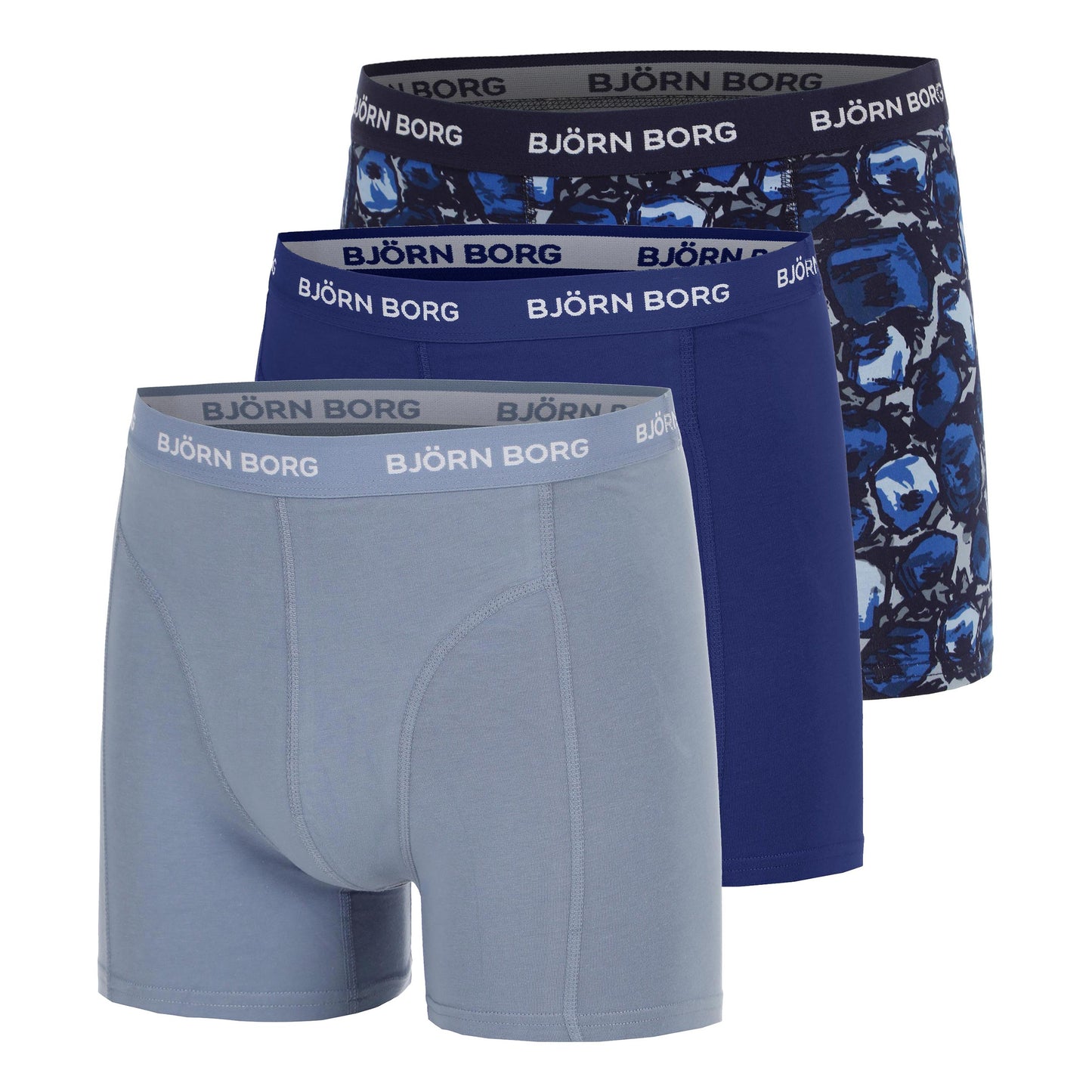 Björn Borg Cotton Stretch Boxershort Verpakking 3 stuks Heren - blauwgrijs, blauw