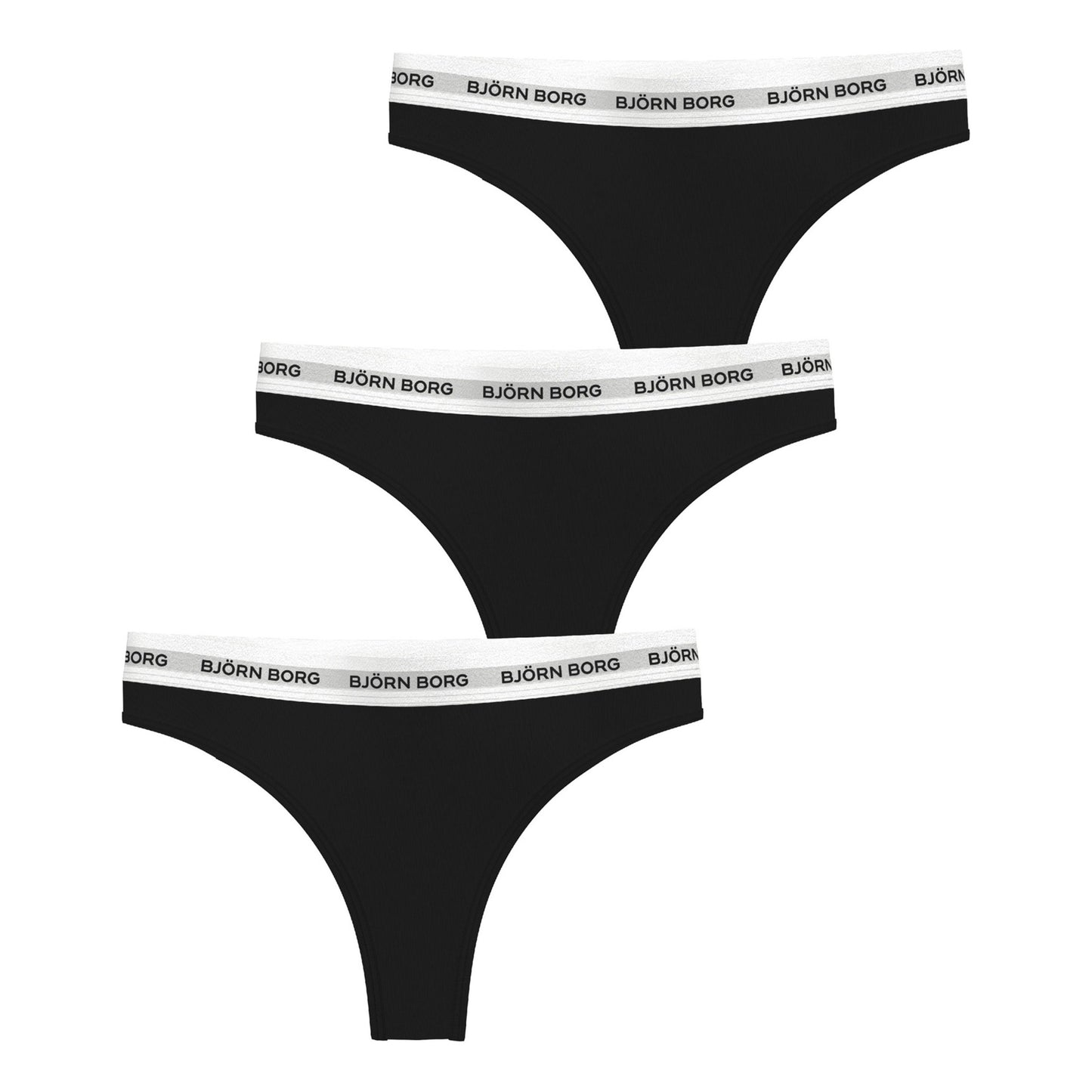 Björn Borg Logo String Verpakking 3 Stuks Dames-Zwart,Wit