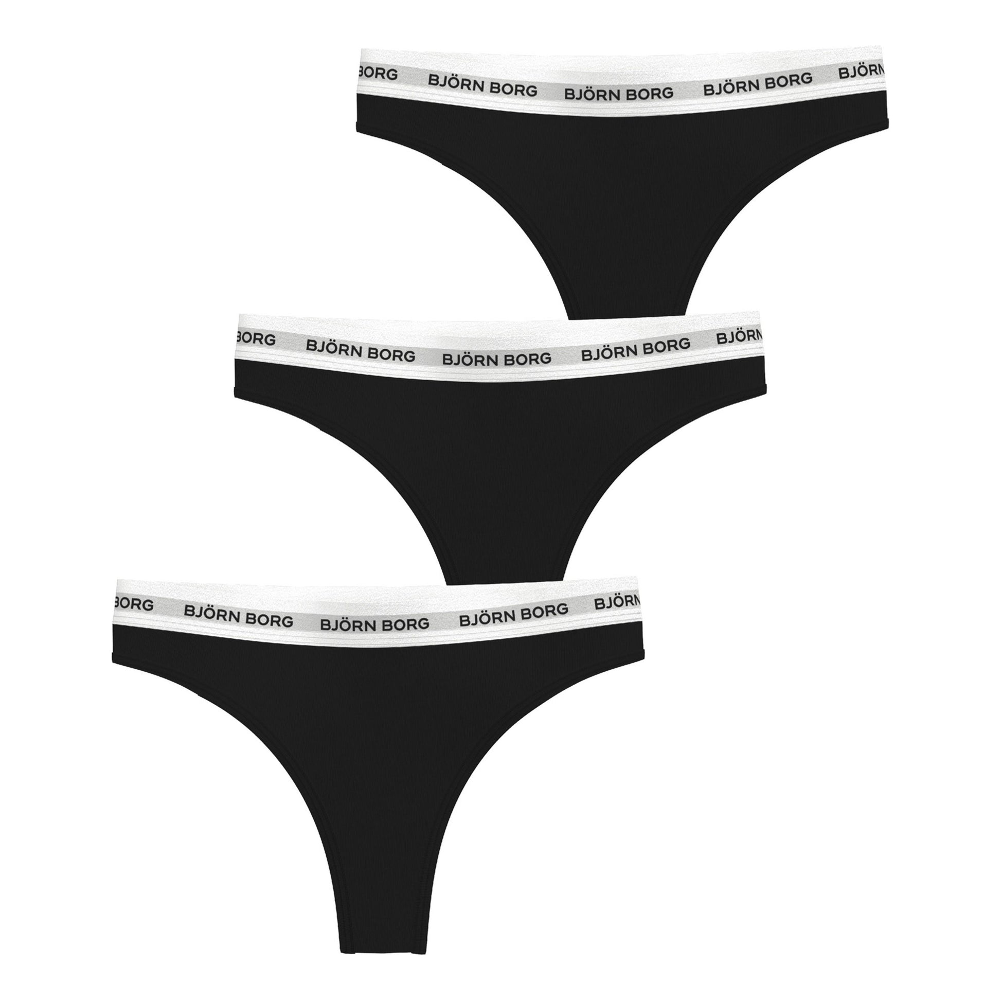 Björn Borg Logo String Verpakking 3 Stuks Dames-Zwart,Wit