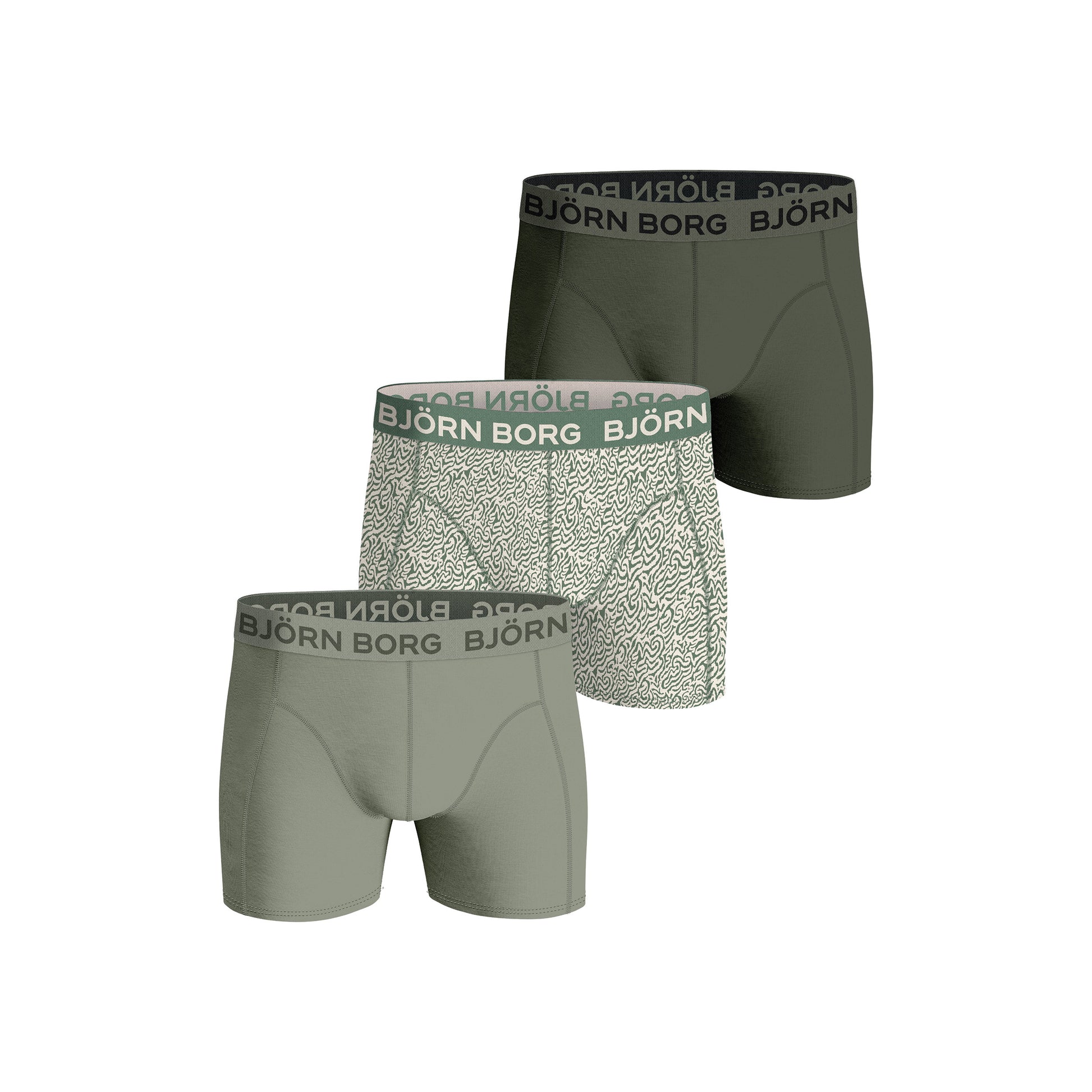 Björn Borg Cotton Stretch Boxershort Verpakking 3 stuks Heren - olijf, groen