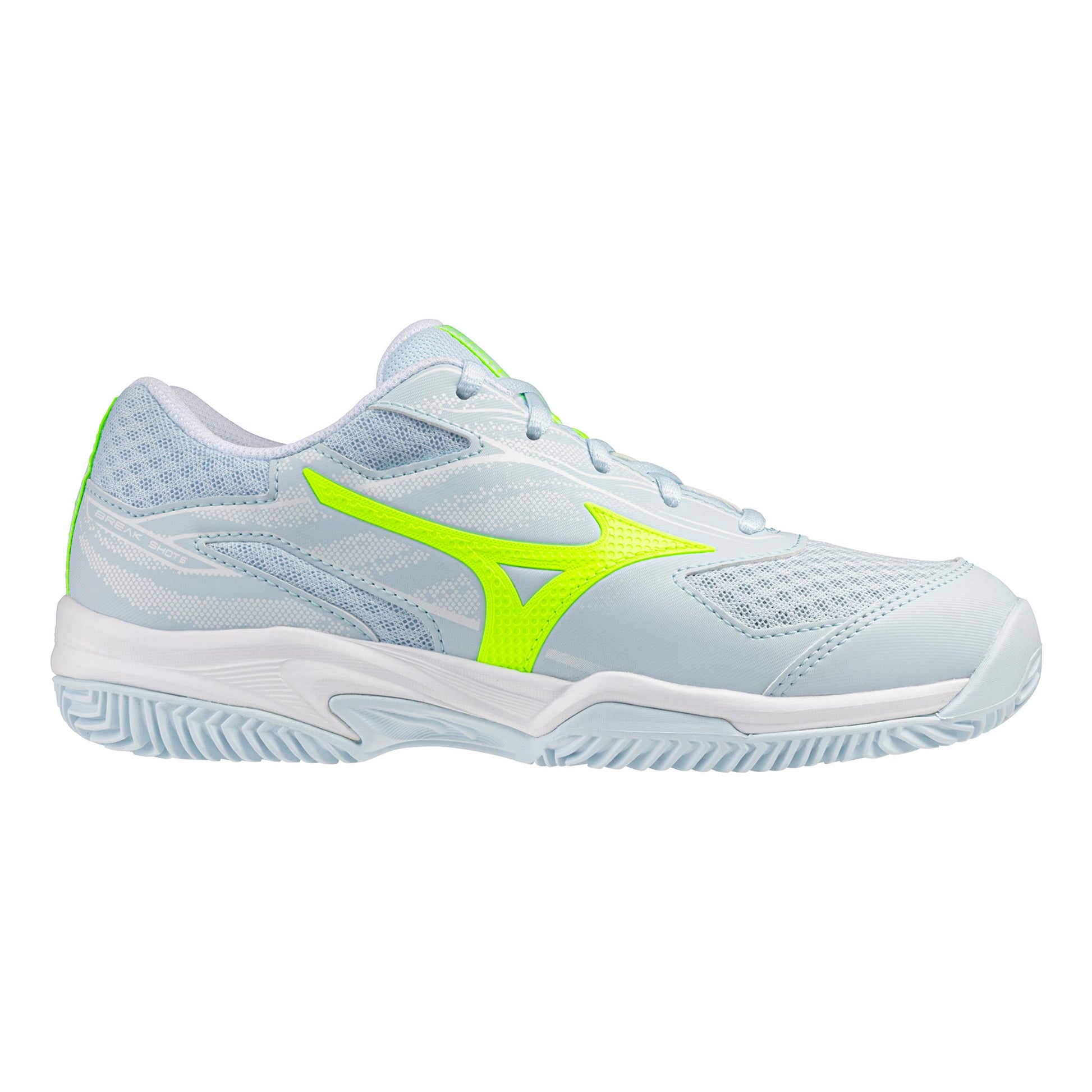 Mizuno Break Shot 5 Allcourt schoen Dames-wit, neongeel