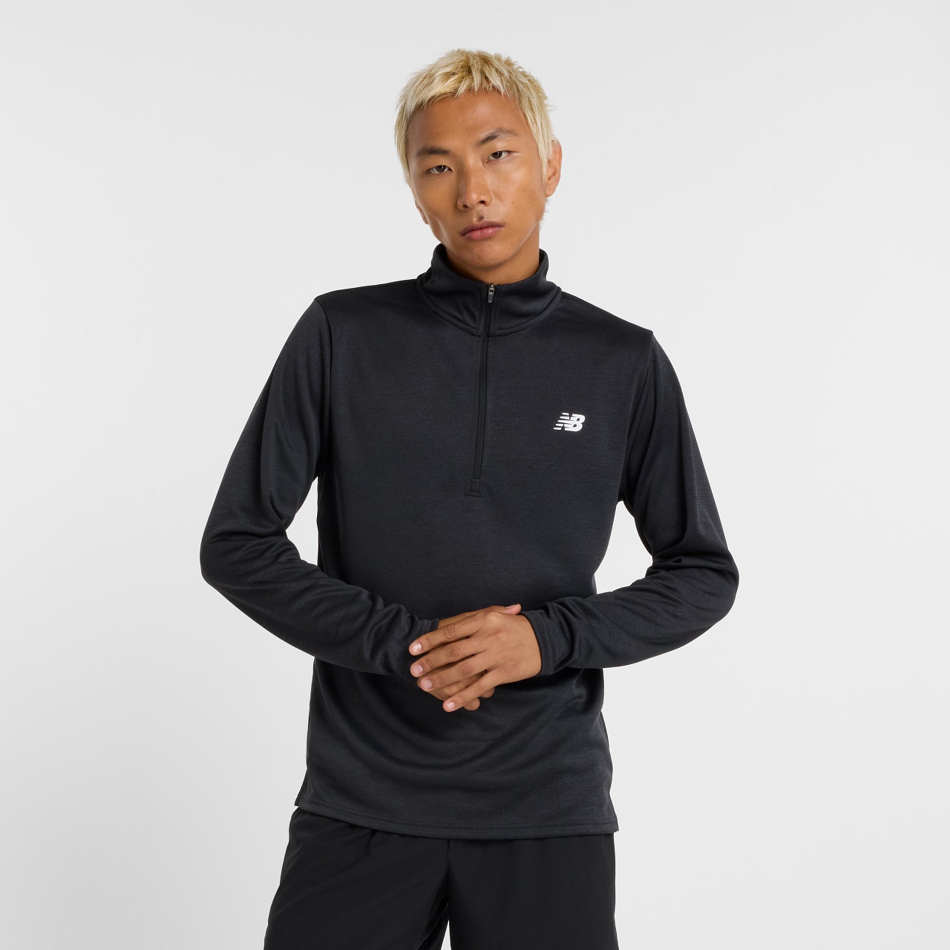 New Balance Knit 1/4 Zip Longsleeve Heren-Zwart