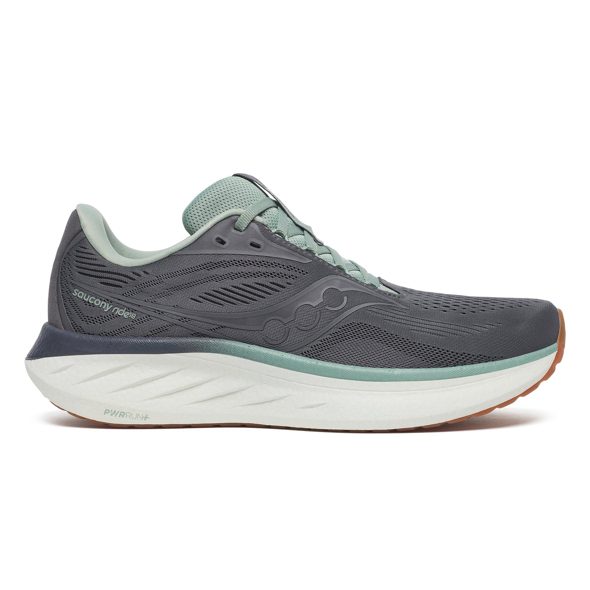 Saucony Ride 18 Neutrale Schoen Heren-Grijs,Lichtgroen