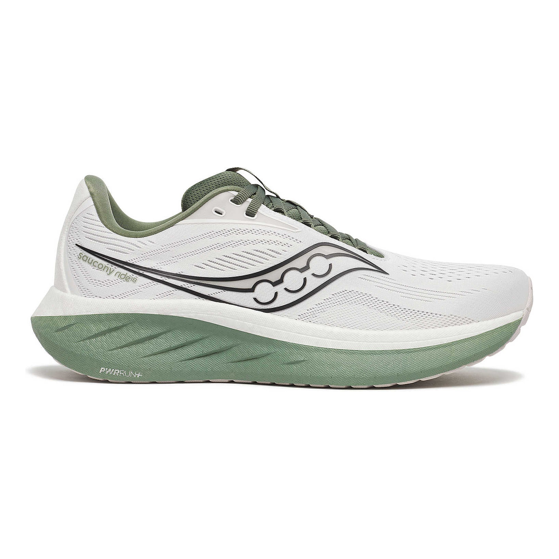 Saucony Ride 18 Neutrale schoen Heren - wit, olijf