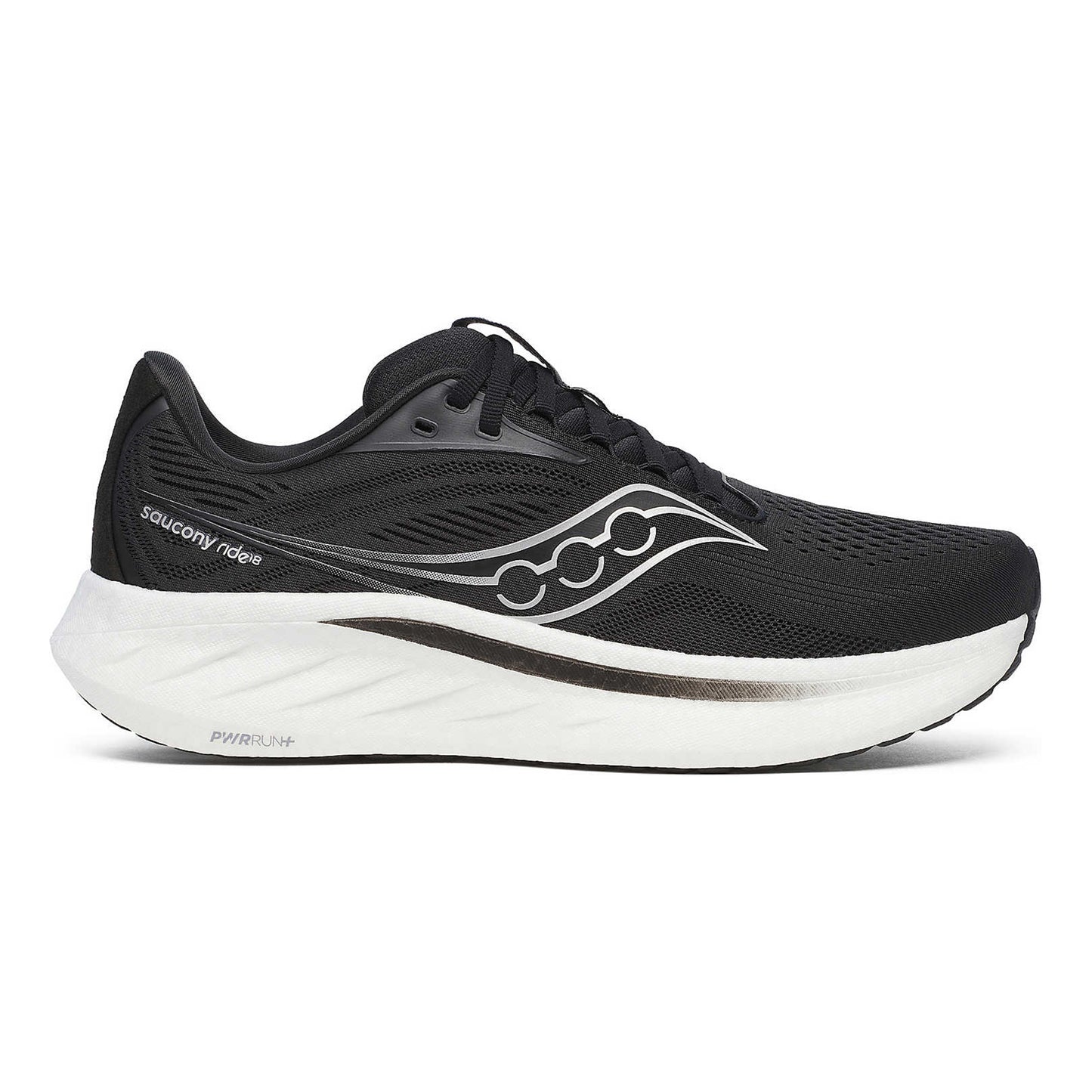 Saucony Ride 18 Wide Neutrale Schoen Heren-Zwart,Wit